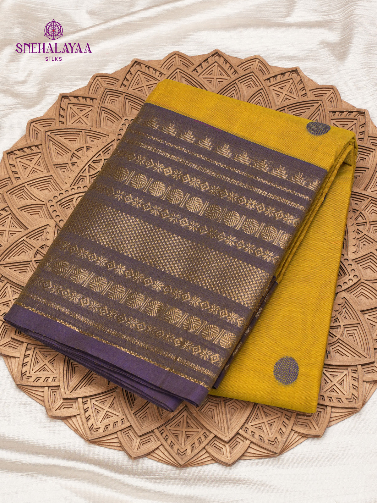 Golden Yellow Kanchi Cotton Saree