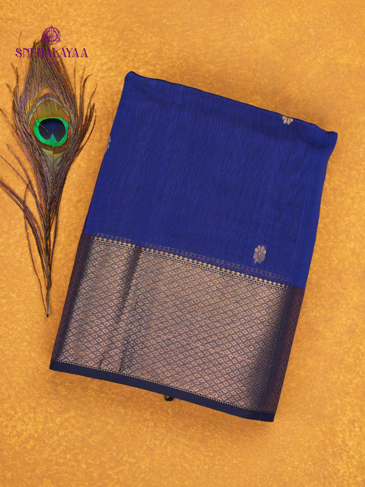 Rich Blue Maheshwari Silk Cotton Saree