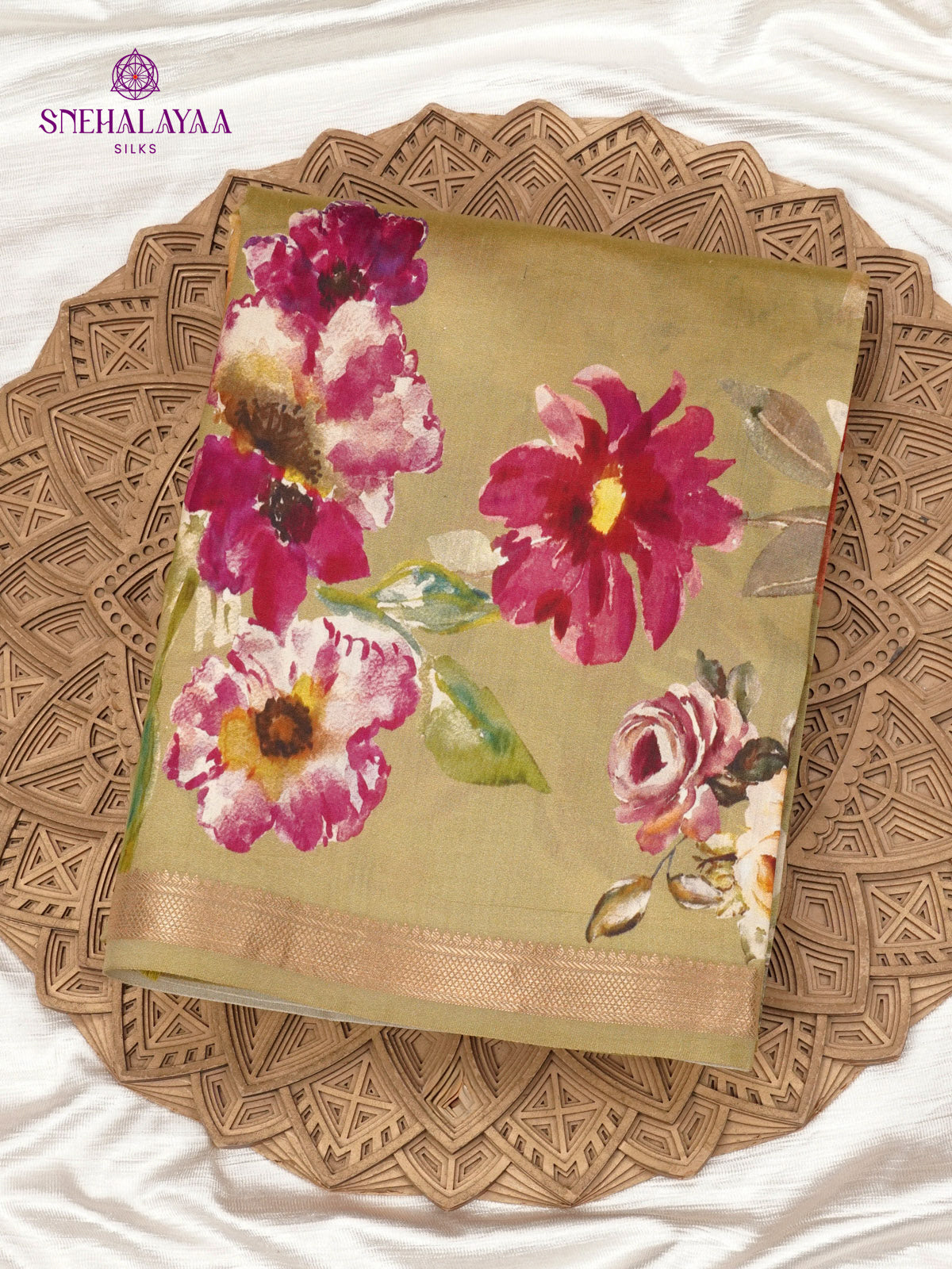 Golden Chiniya Silk Saree