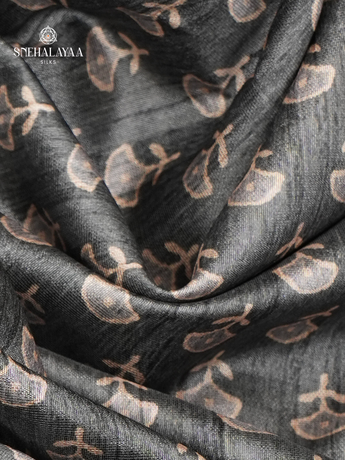 Grey Tussar Embroidery Saree