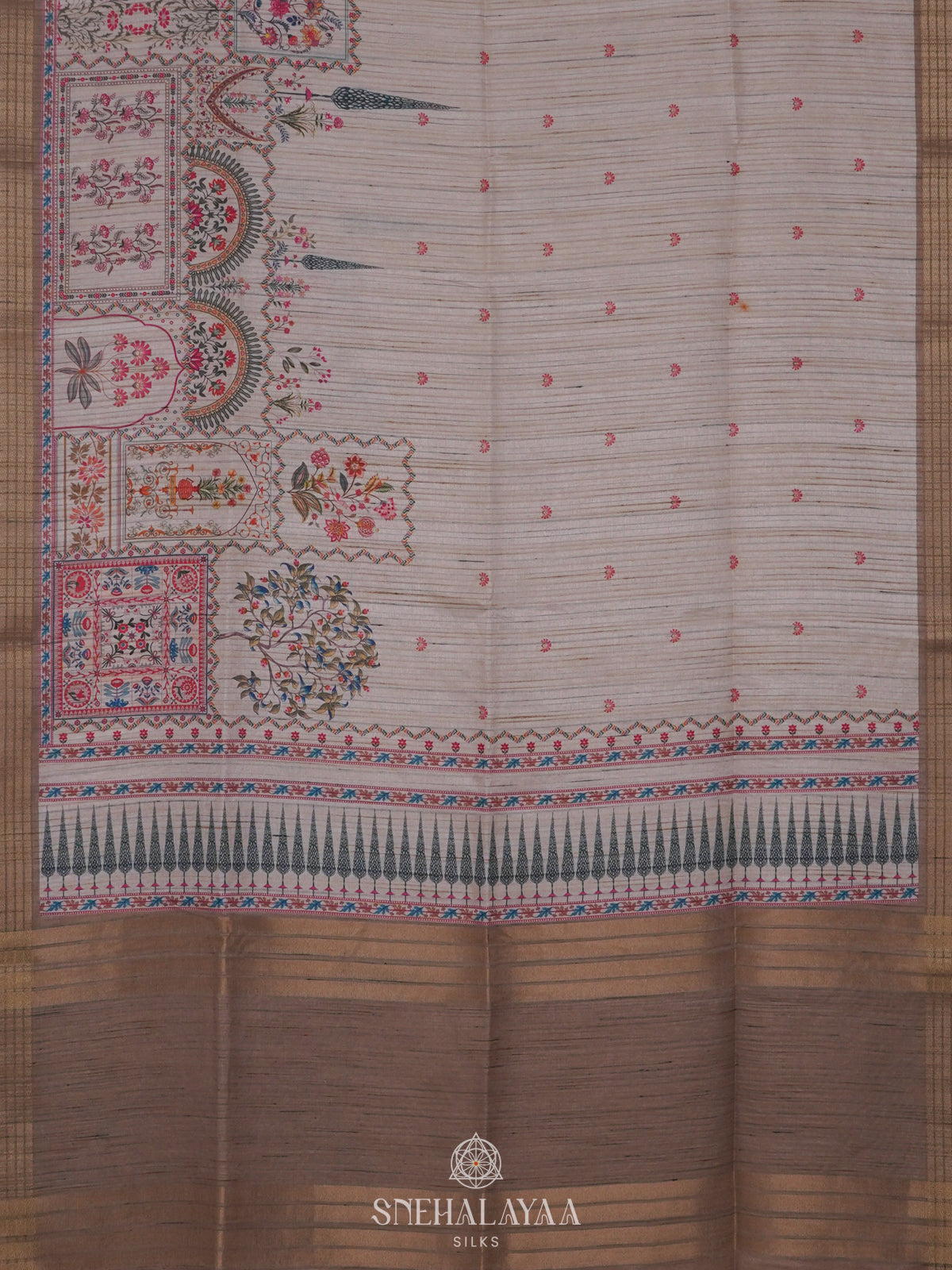 Beige Tussar Saree