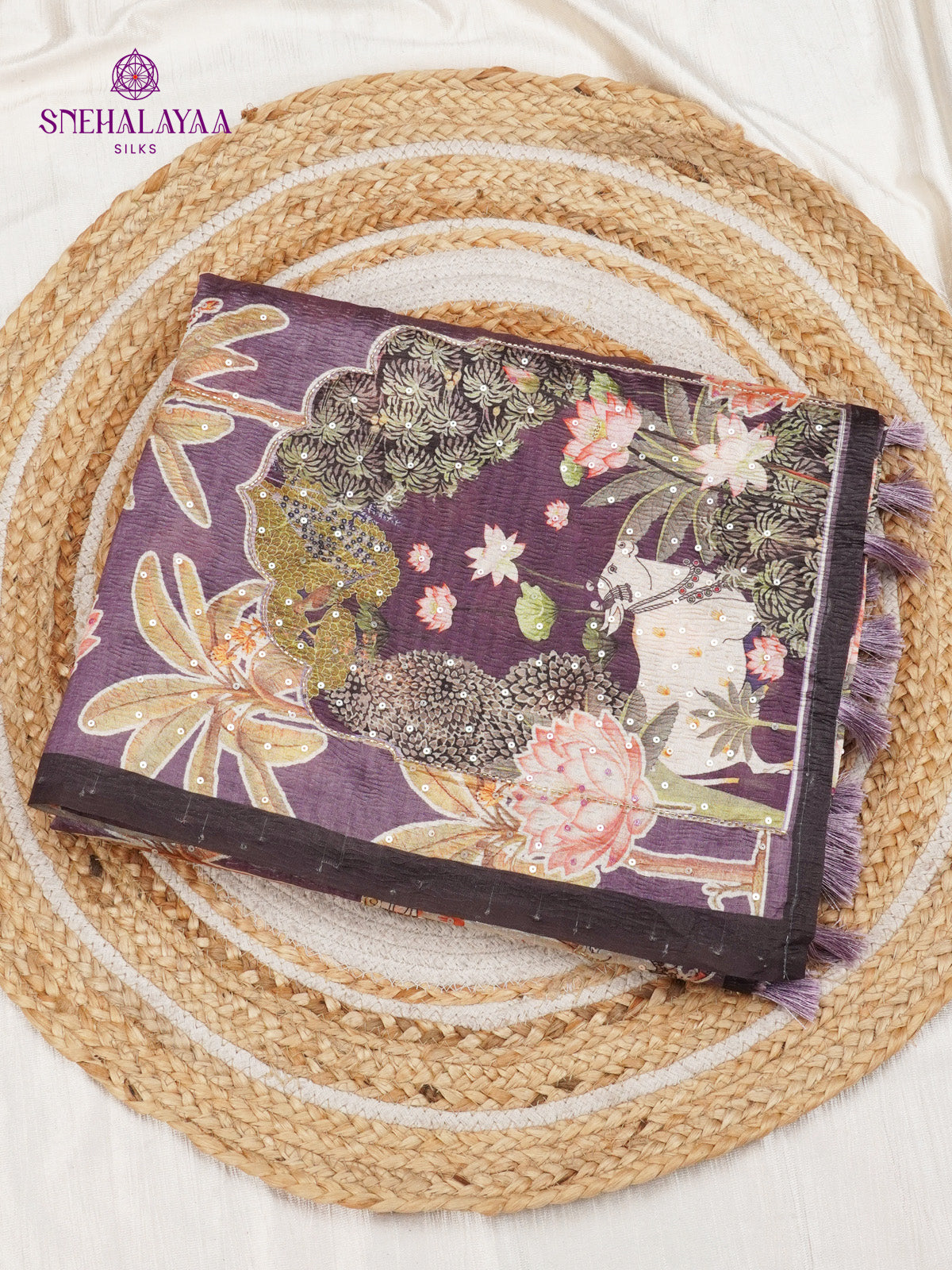 Lavender Crush Embroidery Saree