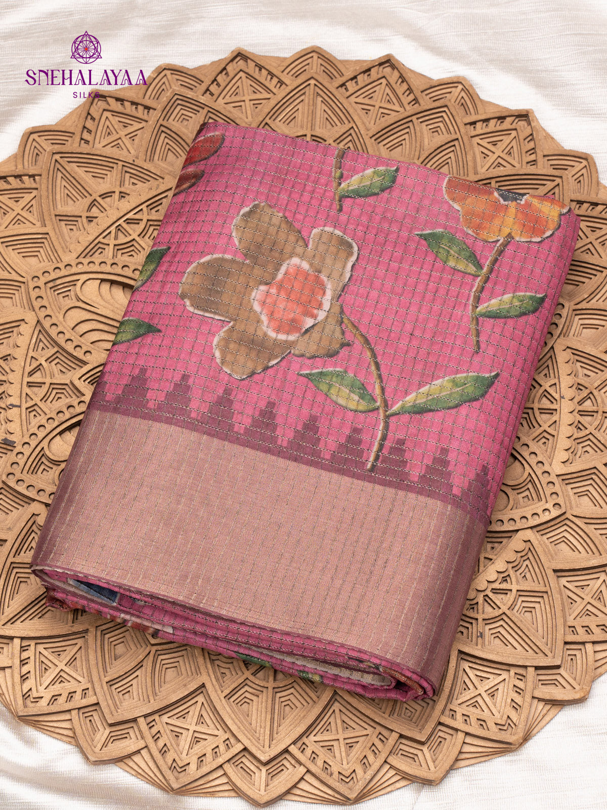 Pink Tussar Saree
