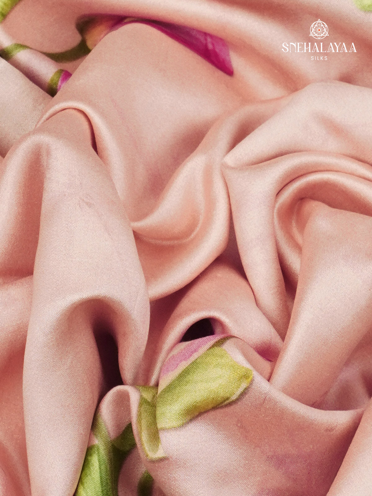 Pastel Pink Chiniya Silk Saree