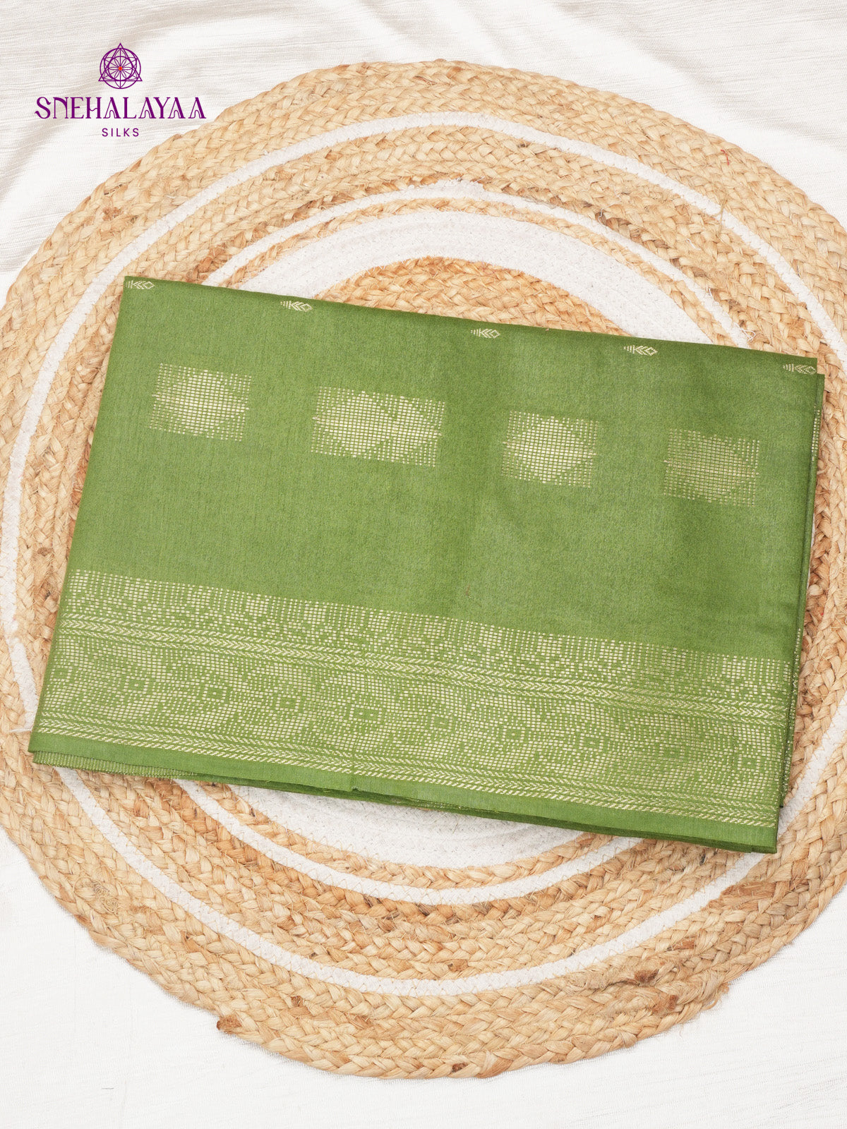 Olive Green Bamboo Silk Saree
