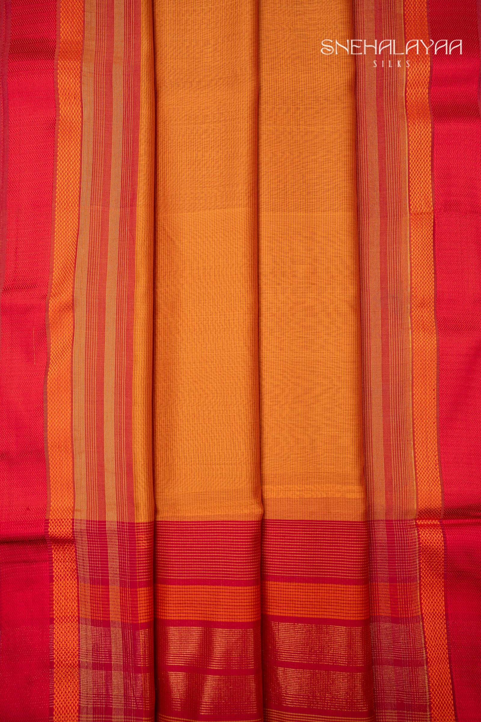 Orange Maheshwari Silk Cotton Saree