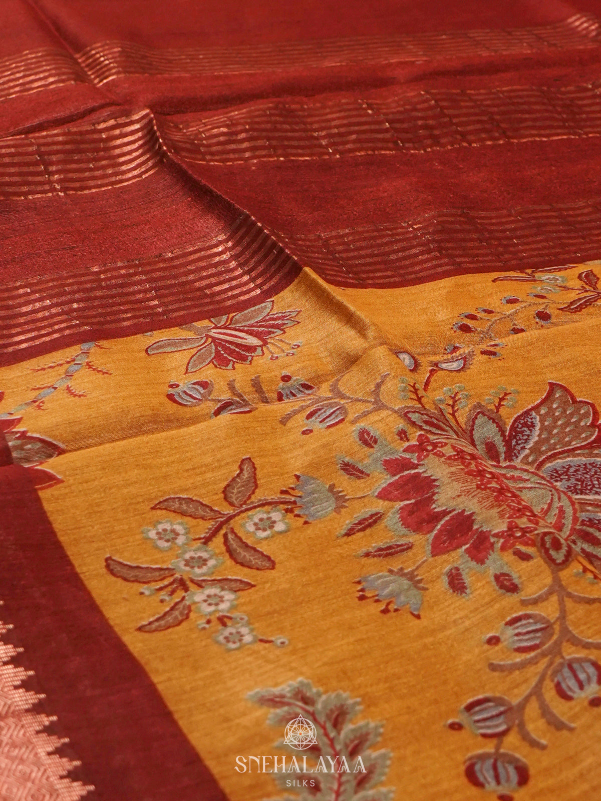 Yellow Munga Tussar Saree