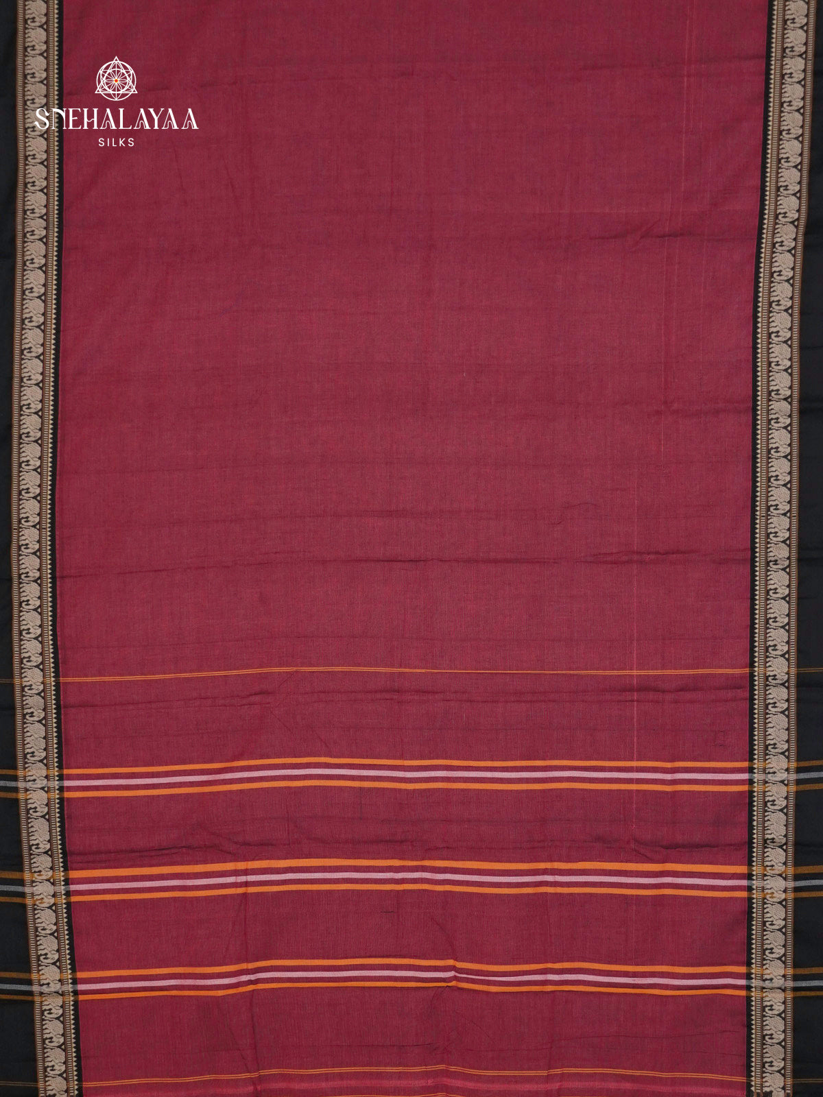 Maroon Narayanpet Cotton Saree without Blouse
