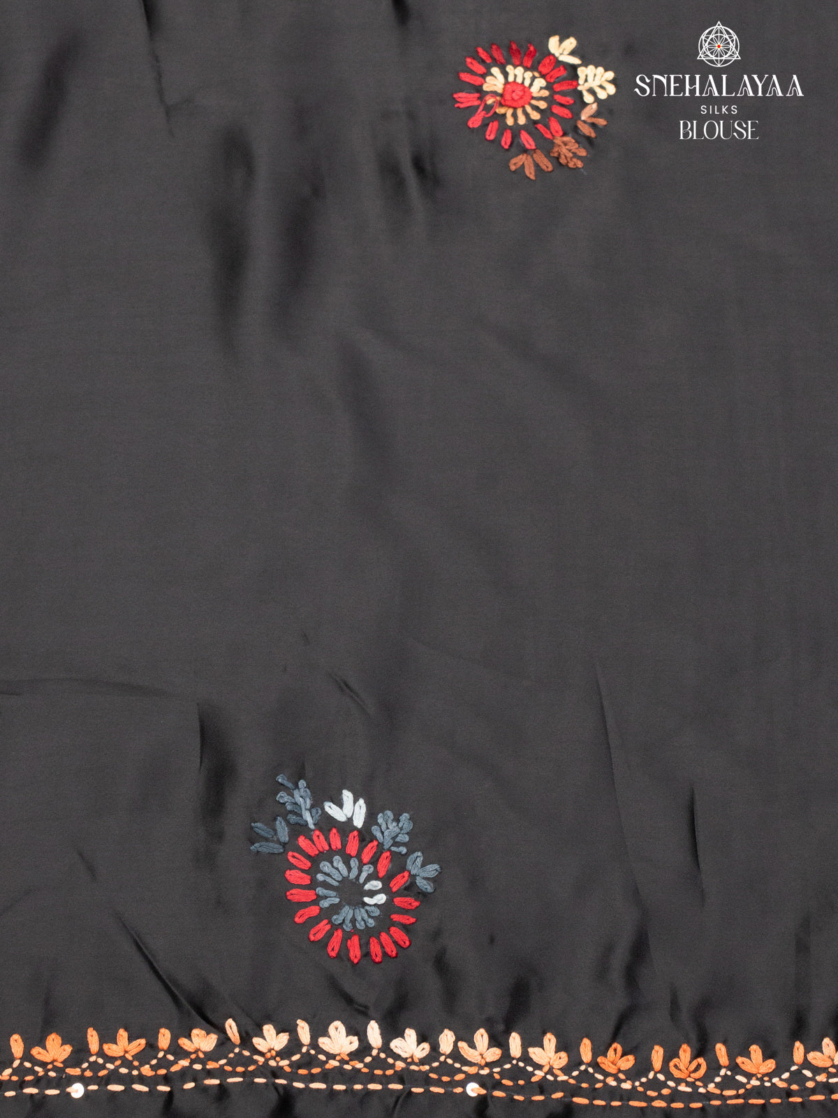 Black Satin Embroidery Saree