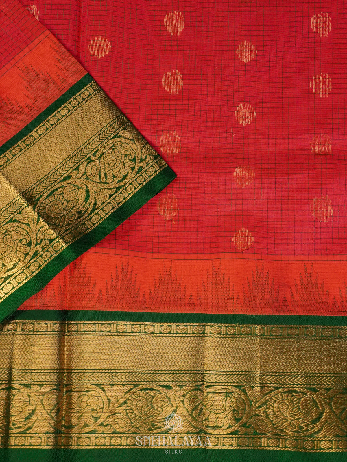 Orange Kanchi Silk Cotton Saree