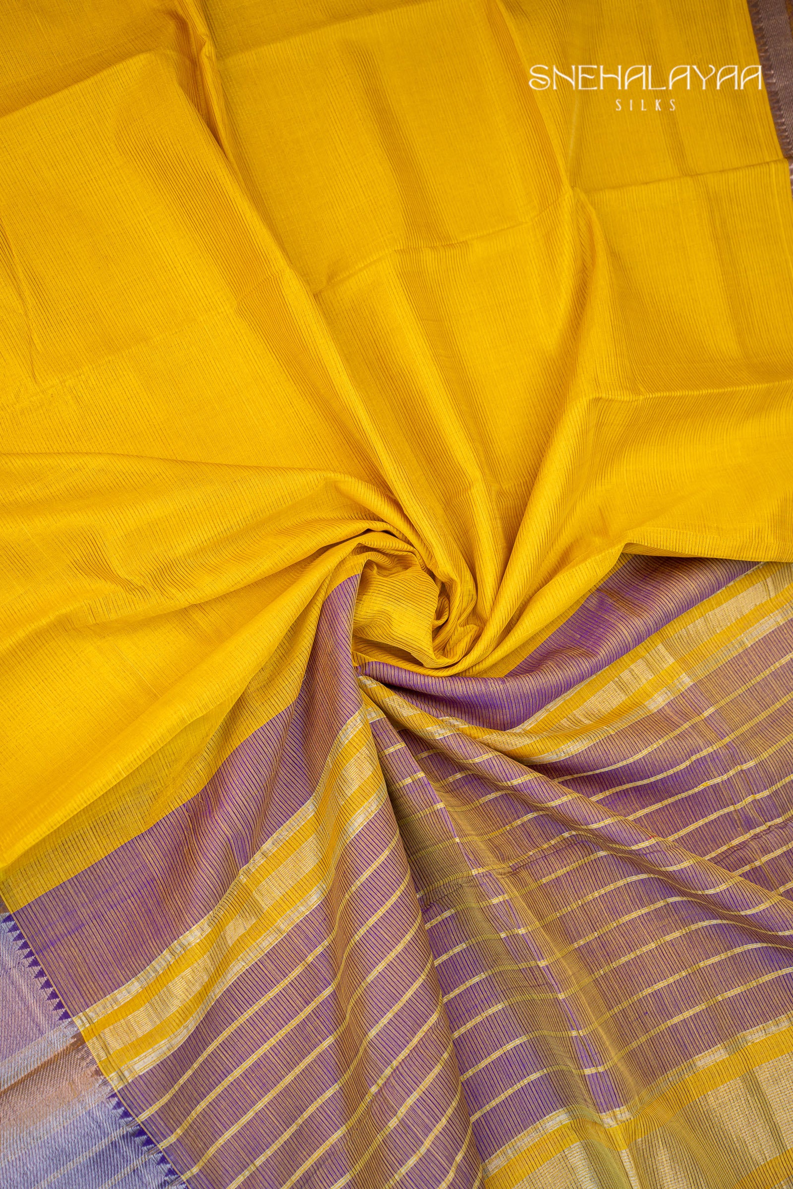 Mustard Yellow Mangalgiri Silk Saree