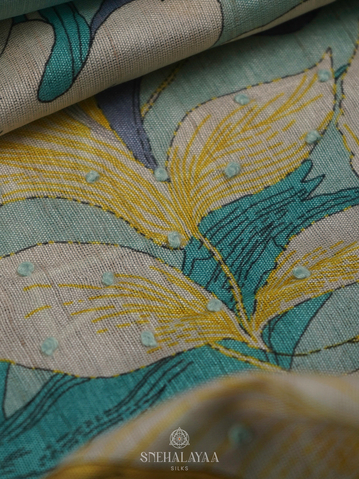 Sky Blue Munga Tussar Saree