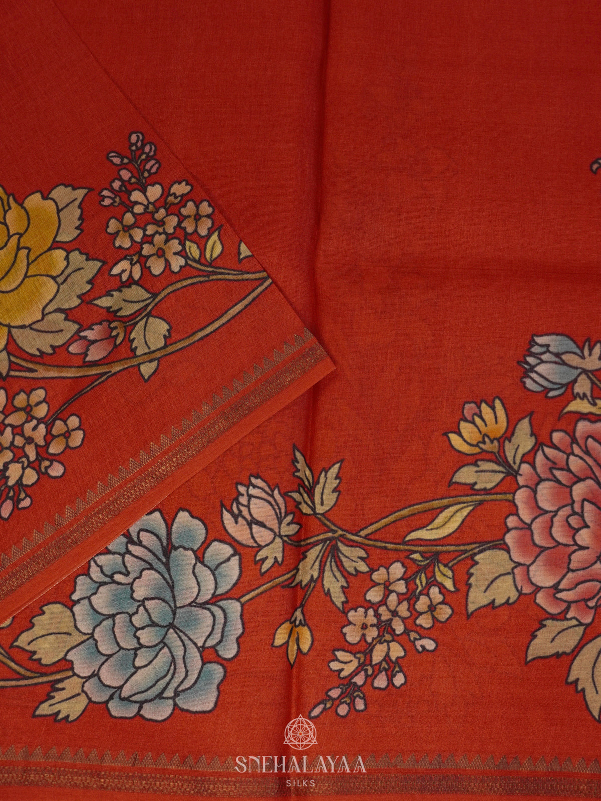 Rust Orange Tussar Saree