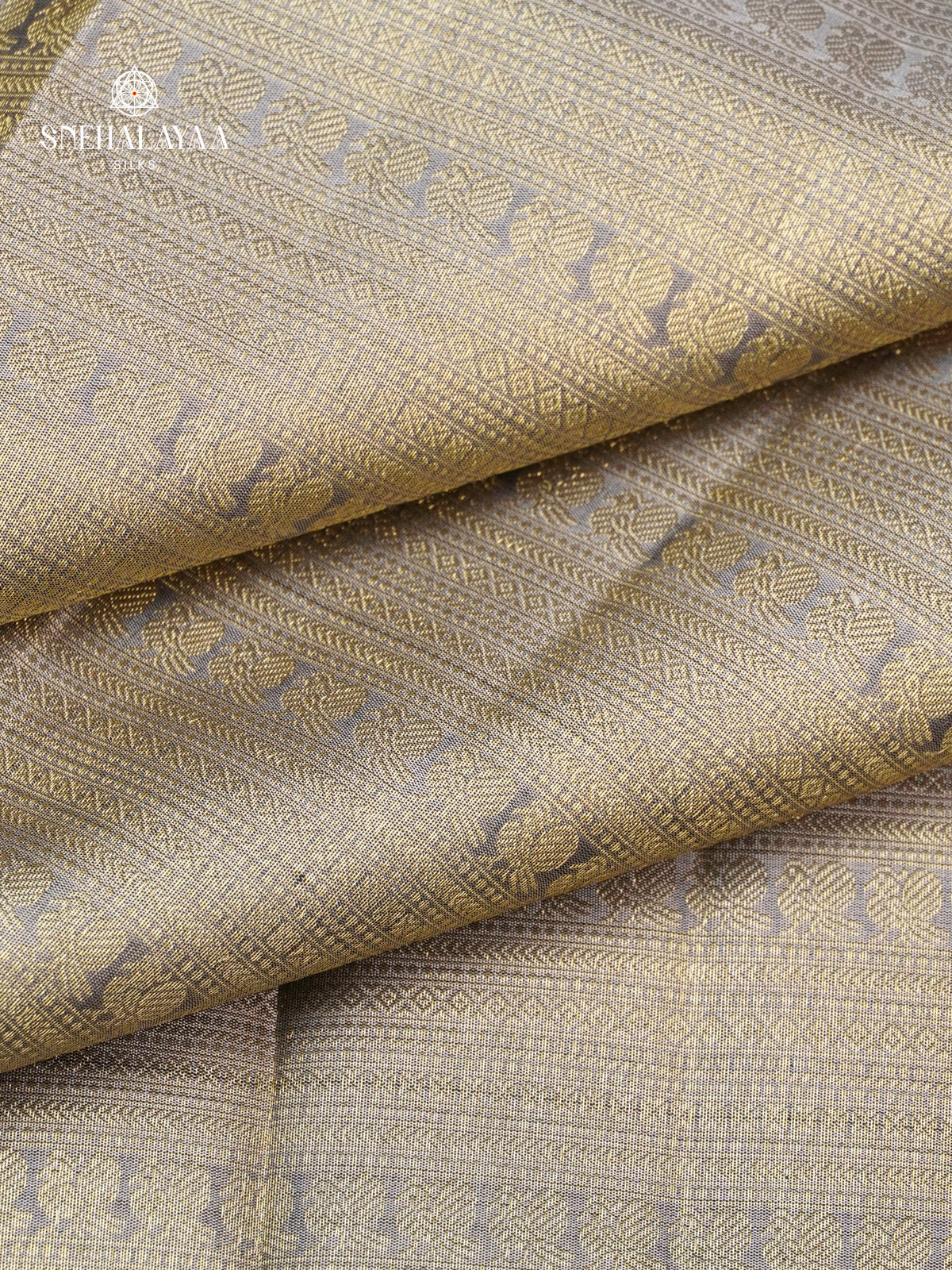 Silver Grey Kanjivaram Silk Saree