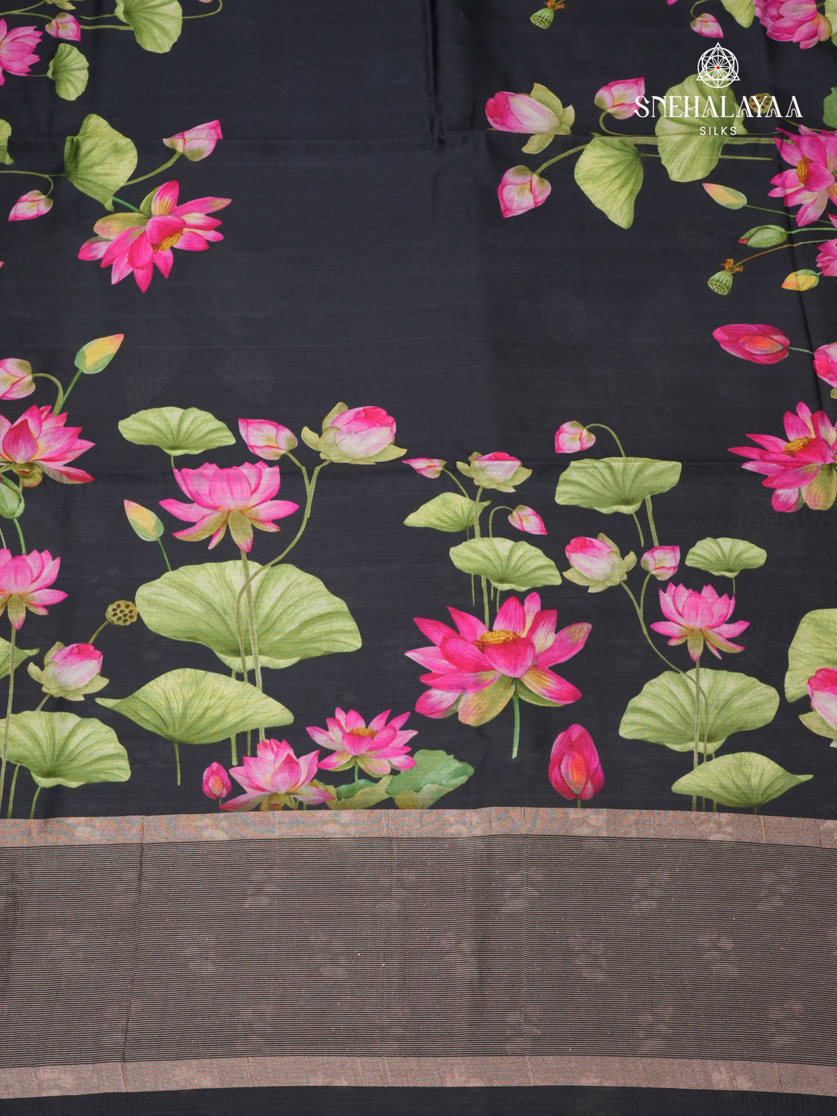 Black Chiniya Silk Saree