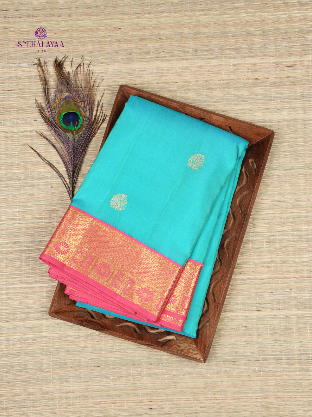 Ocean Blue Kanjivaram Silk Saree