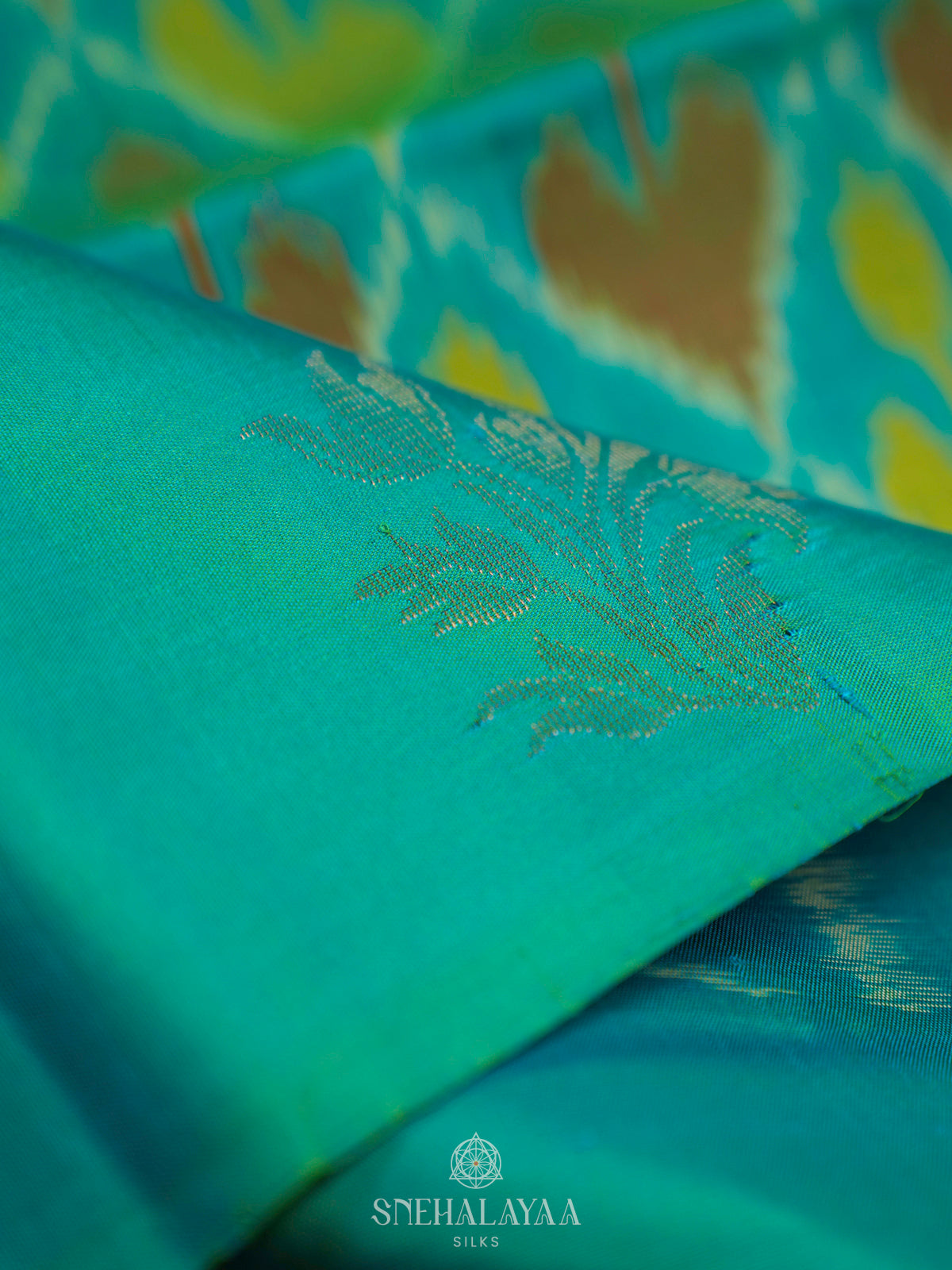 Sky Blue Ikat Soft Silk Saree