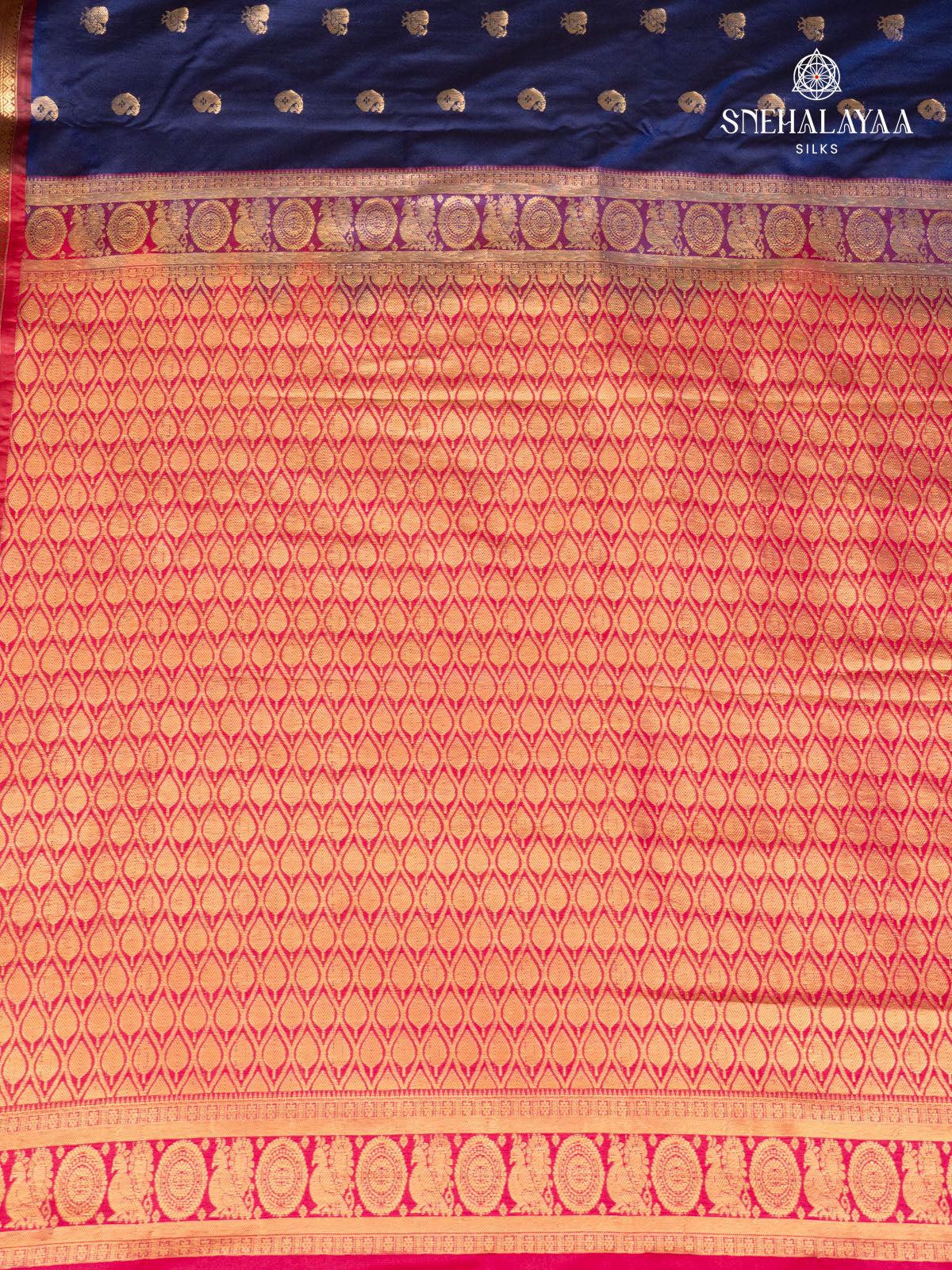 Navy Blue Gadwal Silk Saree