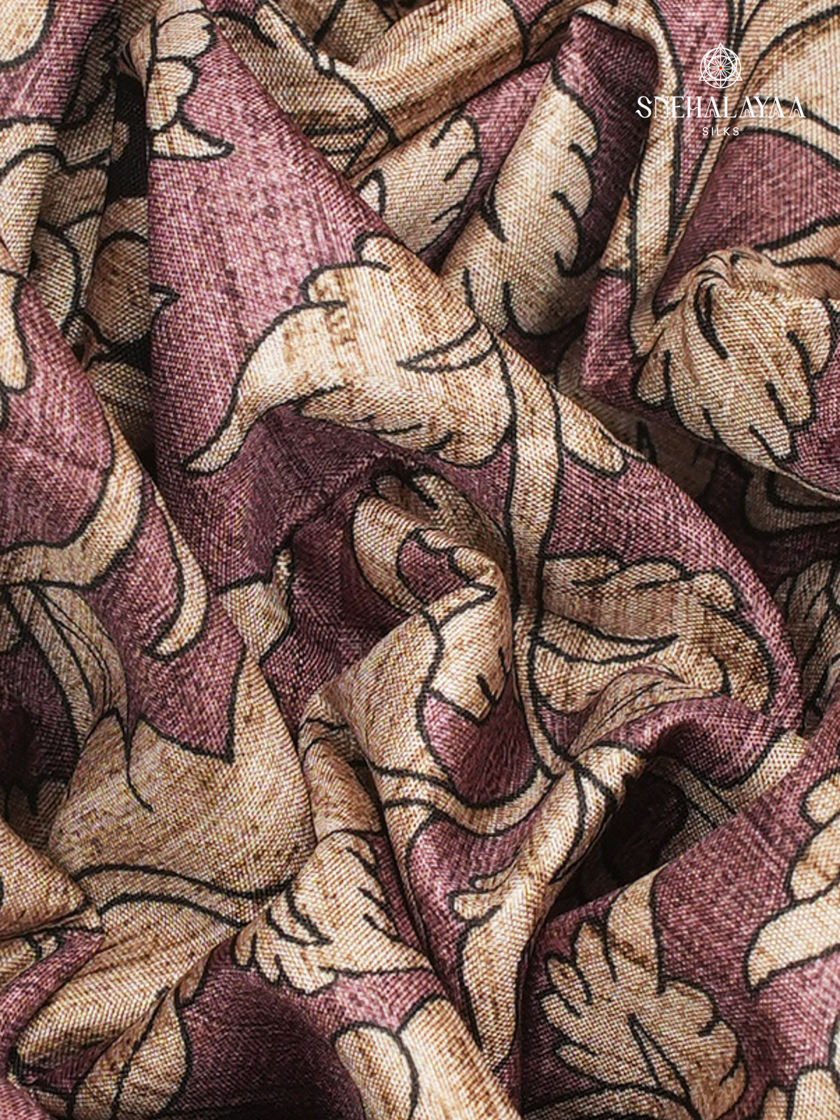 Plum Kalamkari Tussar Saree