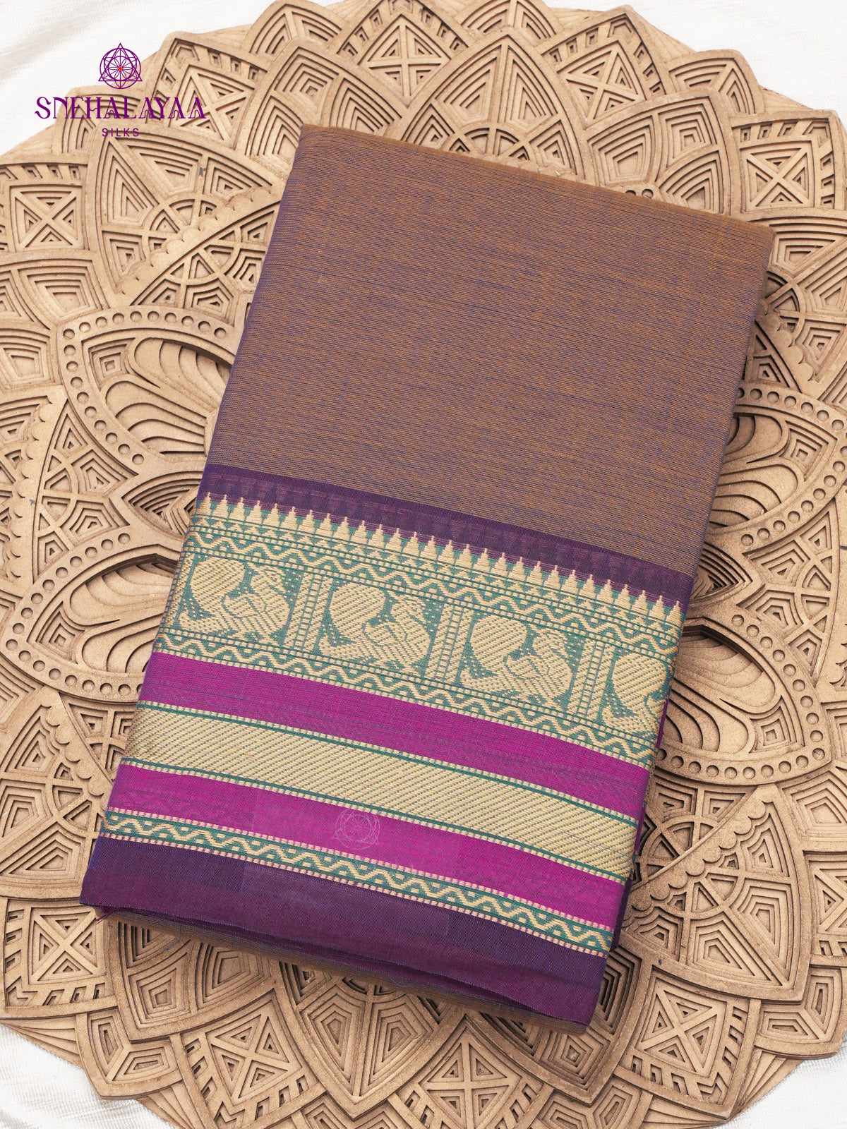 Brown Chettinad Cotton Saree