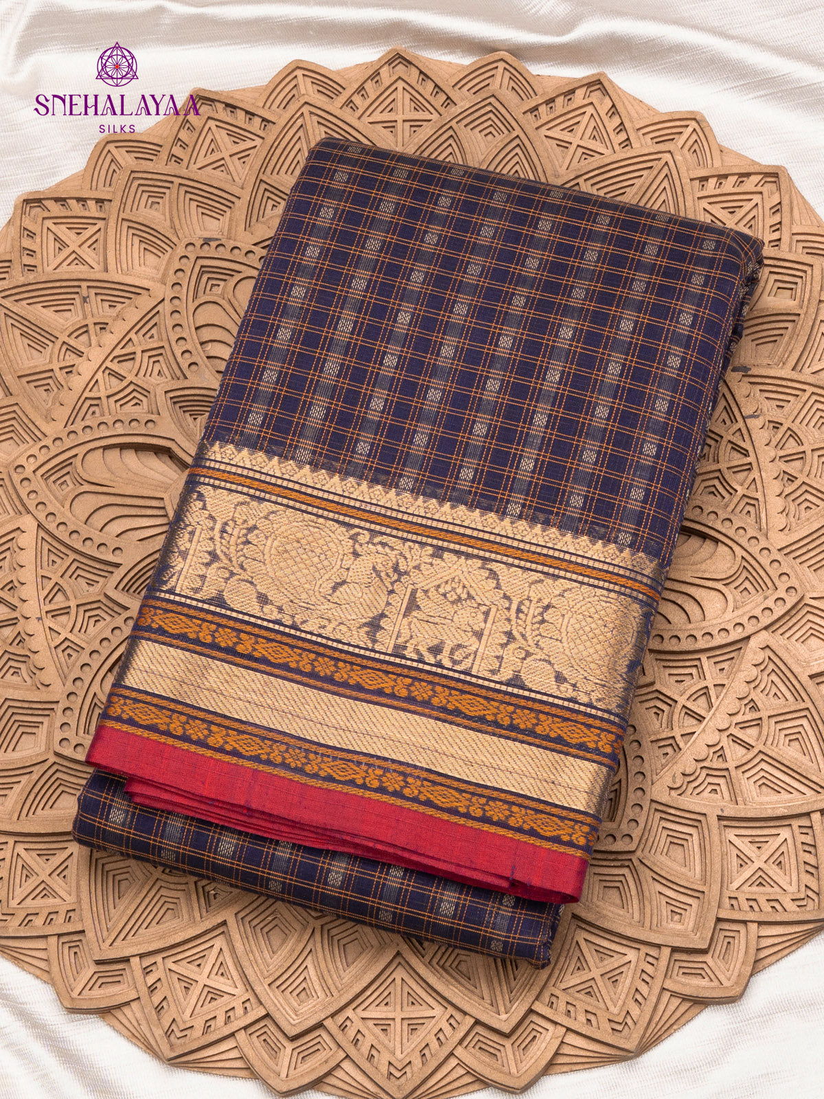 Navy Blue Pure Kanchi Cotton Saree