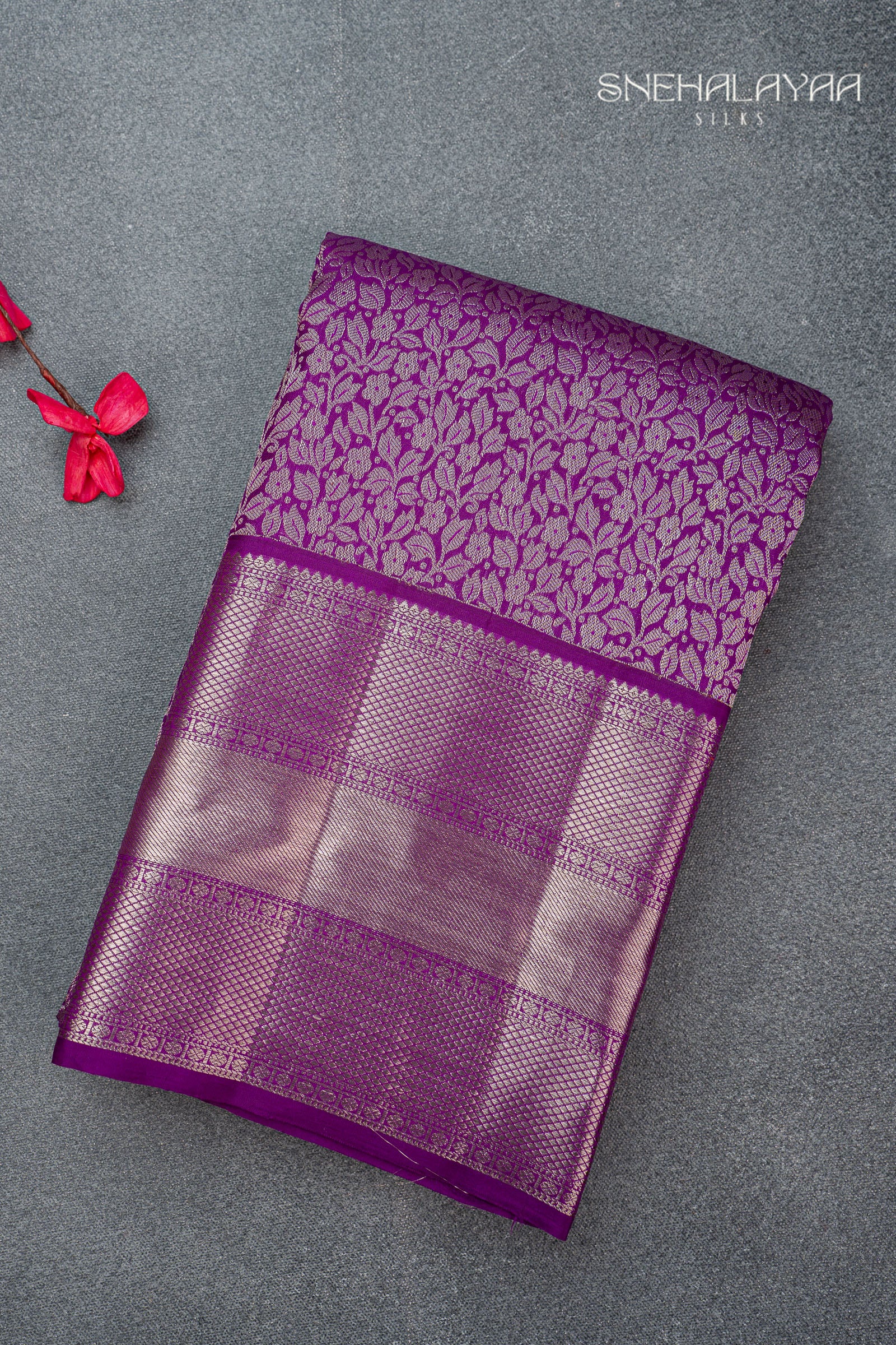 Violet Kancheevaram Silk Saree