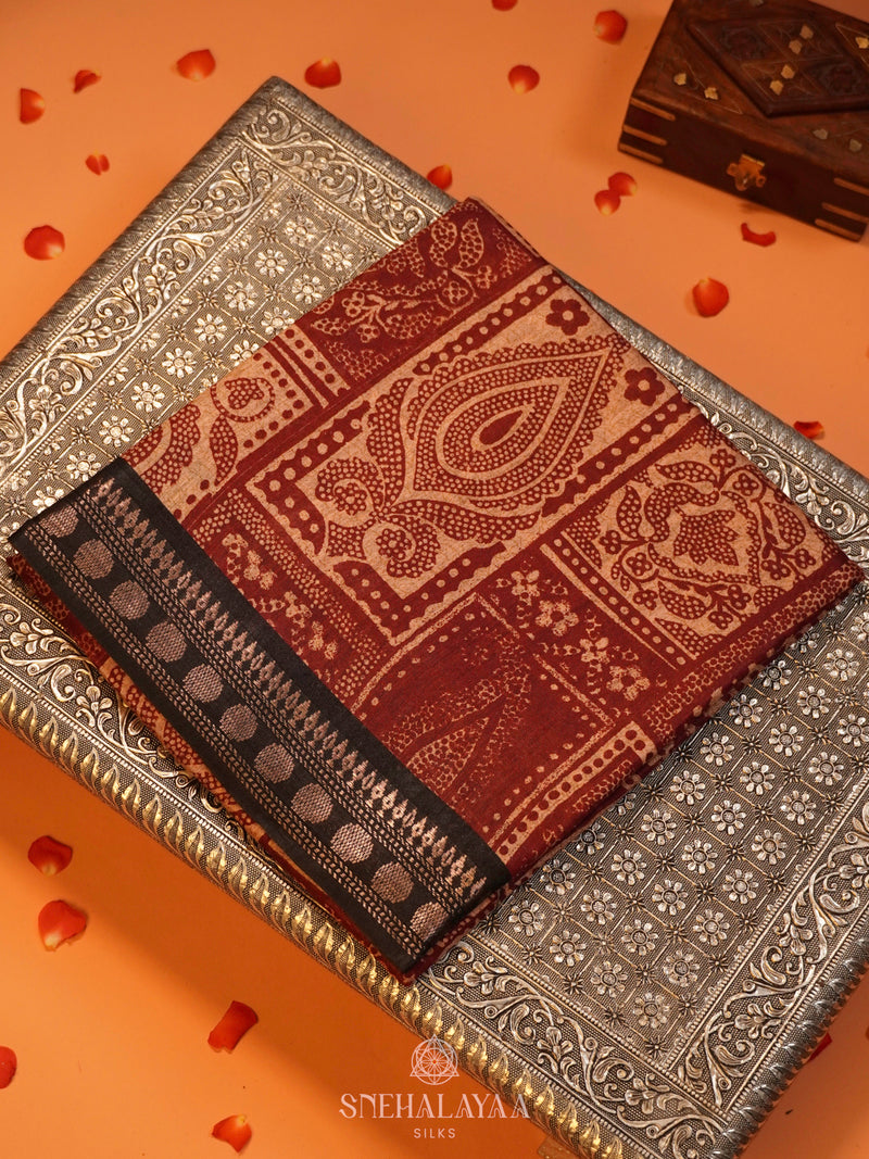 Maroon Munga Tussar Saree