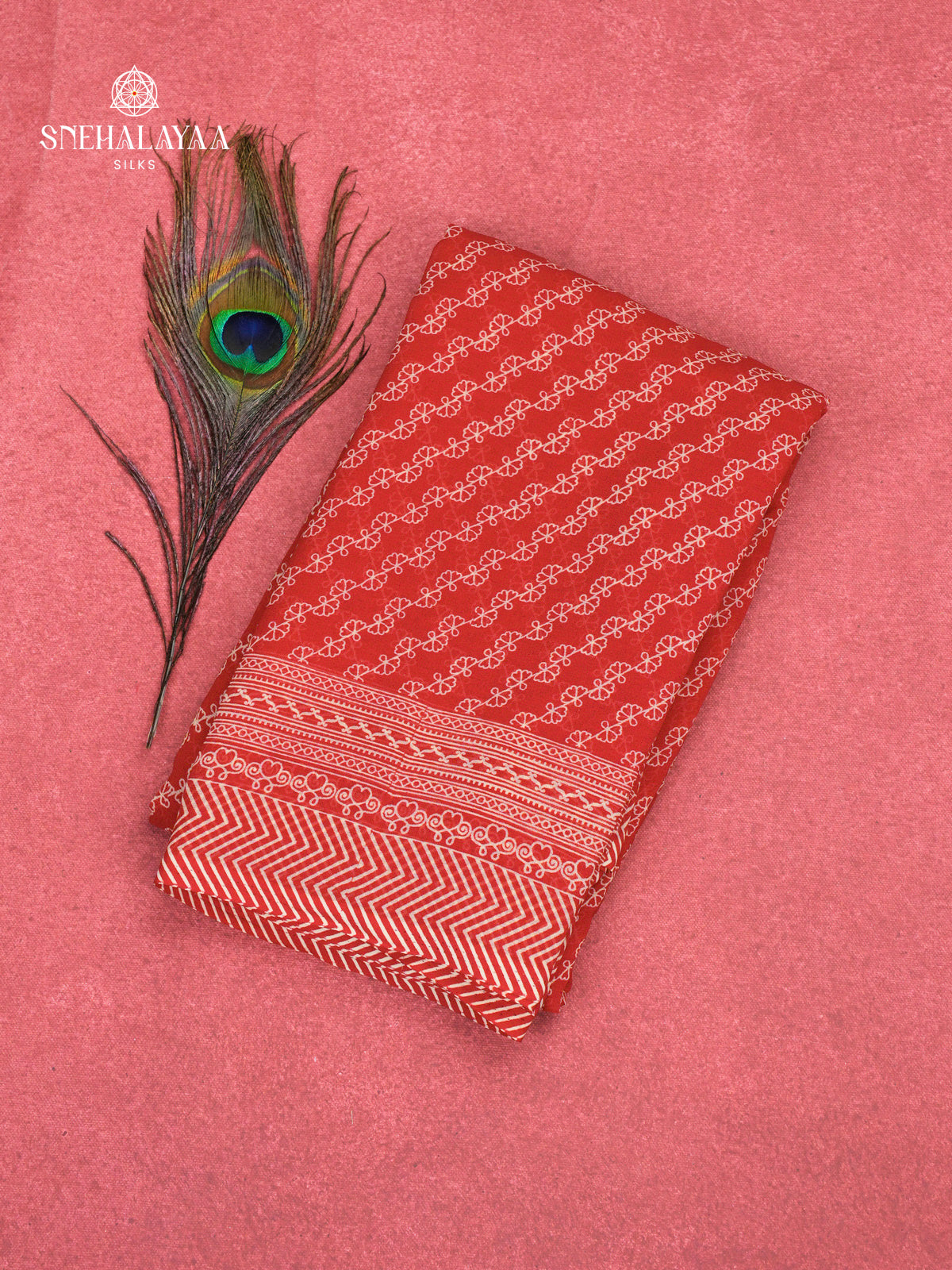 Rust Orange Chiffon Saree