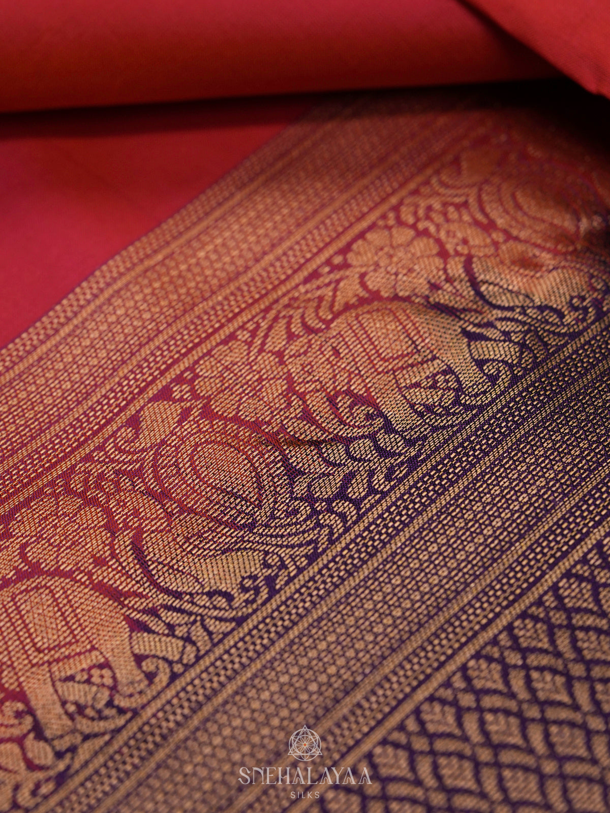 Rust Orange Kanjivaram Silk Saree