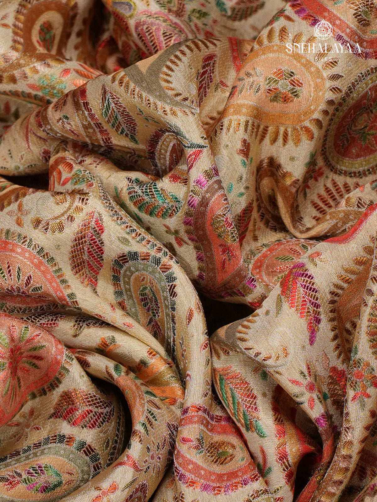 Cream Banaras Silk Saree