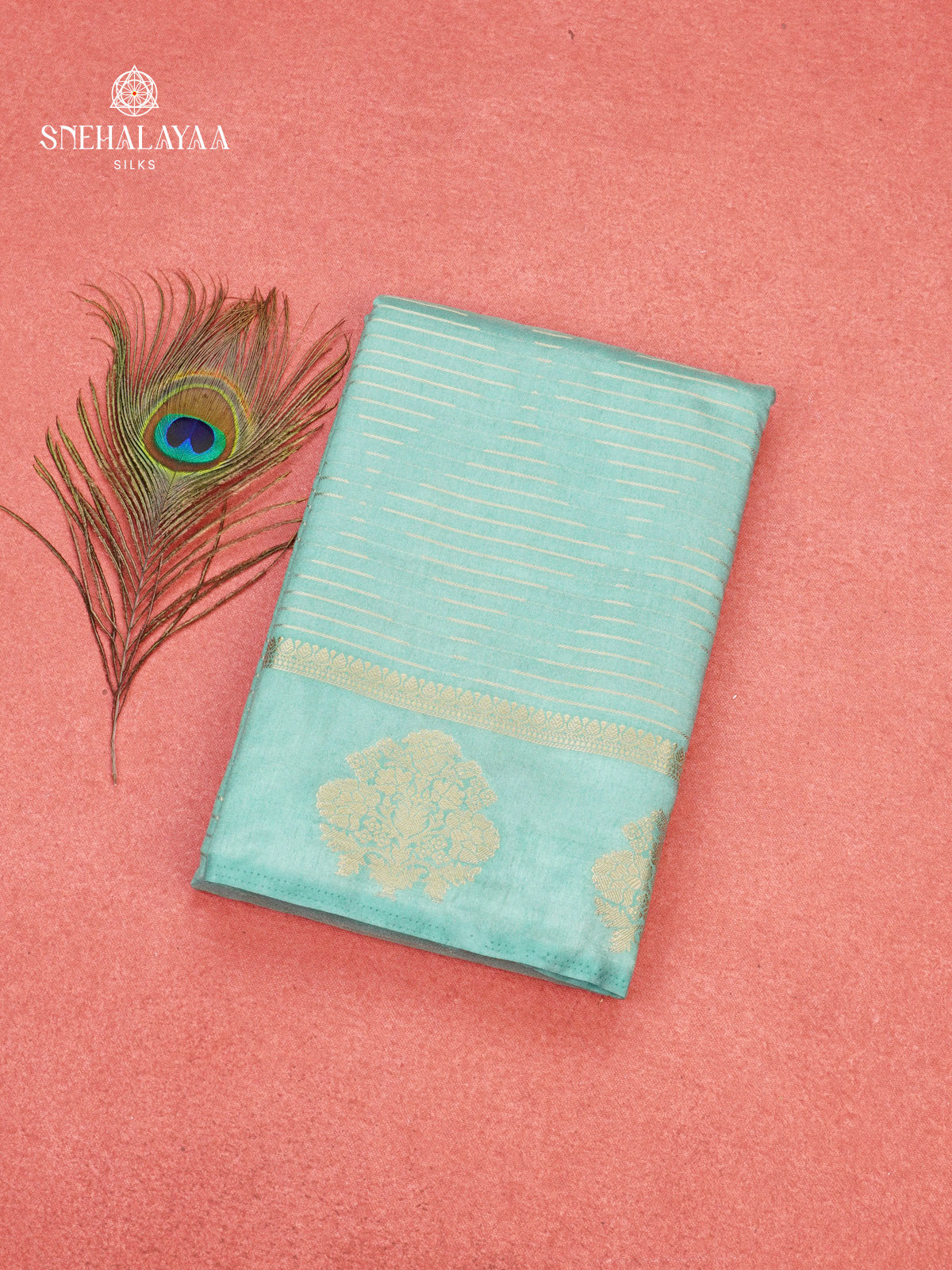 Ice Blue Raw Silk Saree