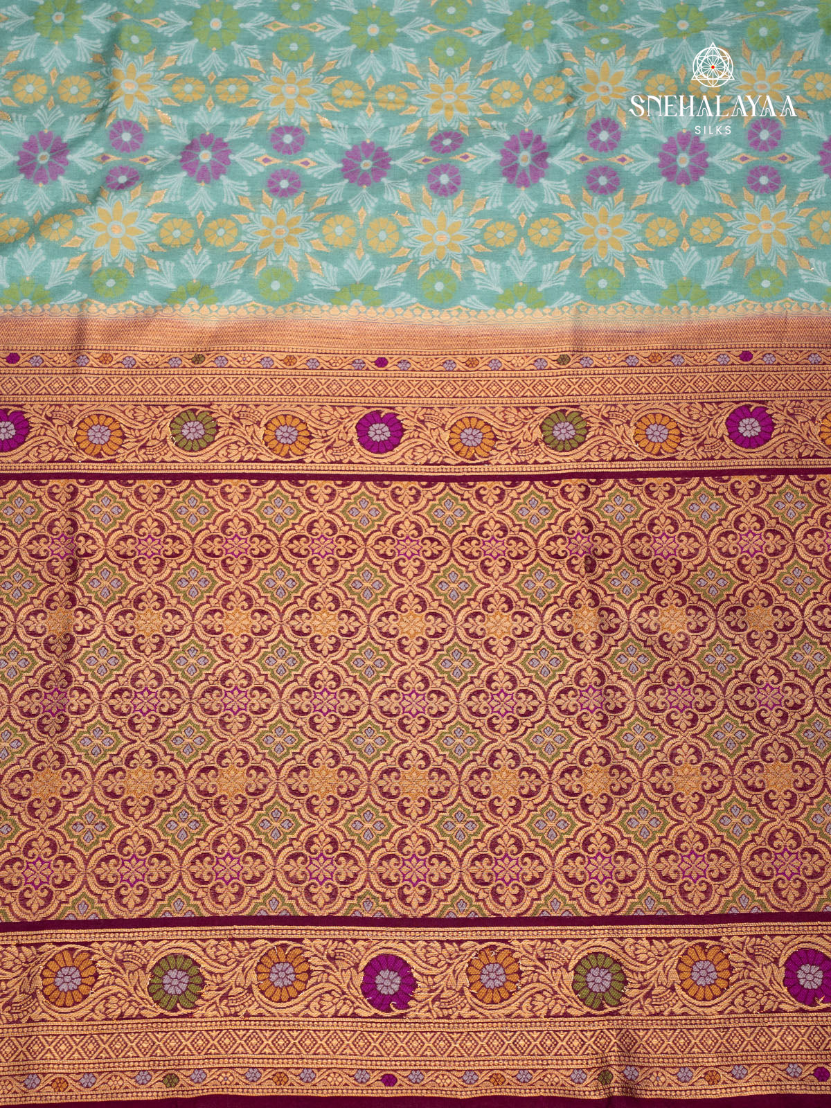 Teal Blue Ikat Silk Saree