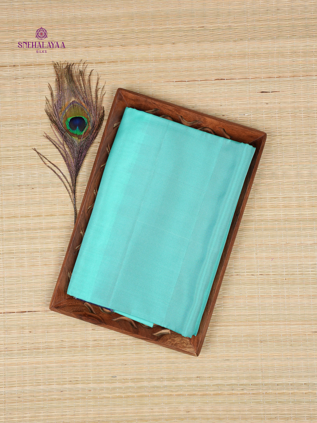 Blue Borderless Kanjivaram Soft Silk Saree