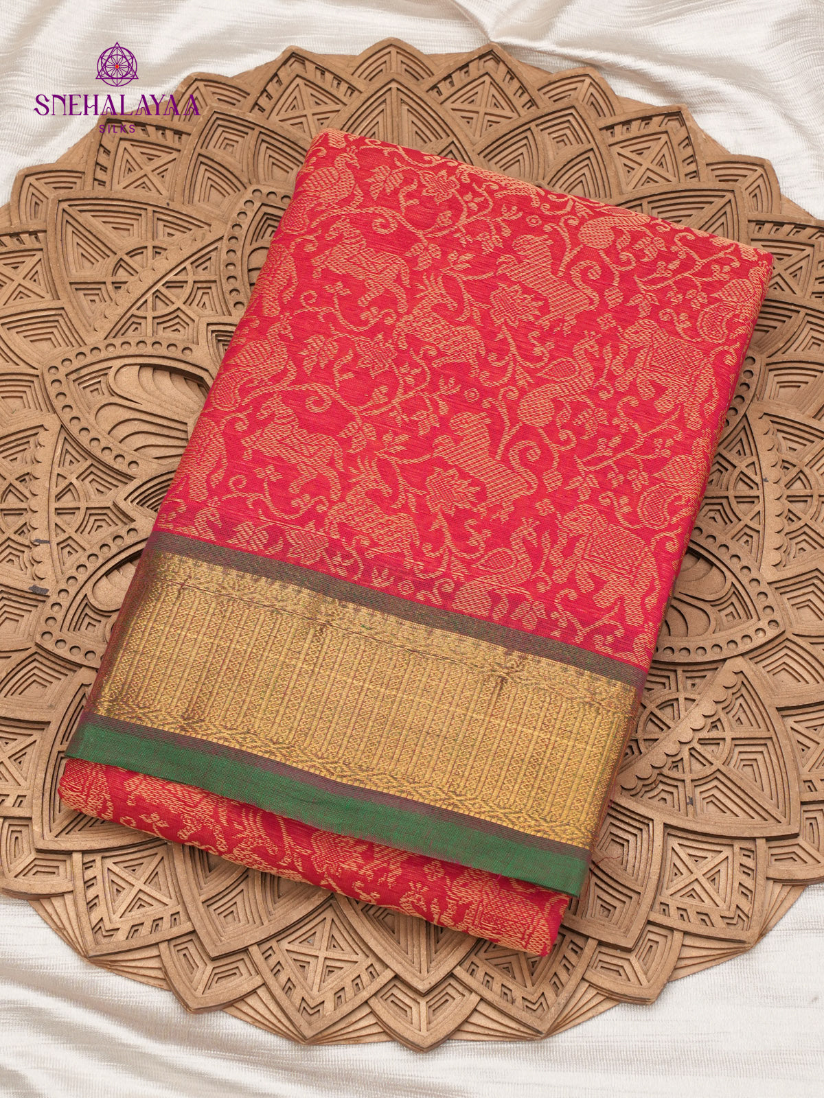 Red Chettinad Cotton Saree