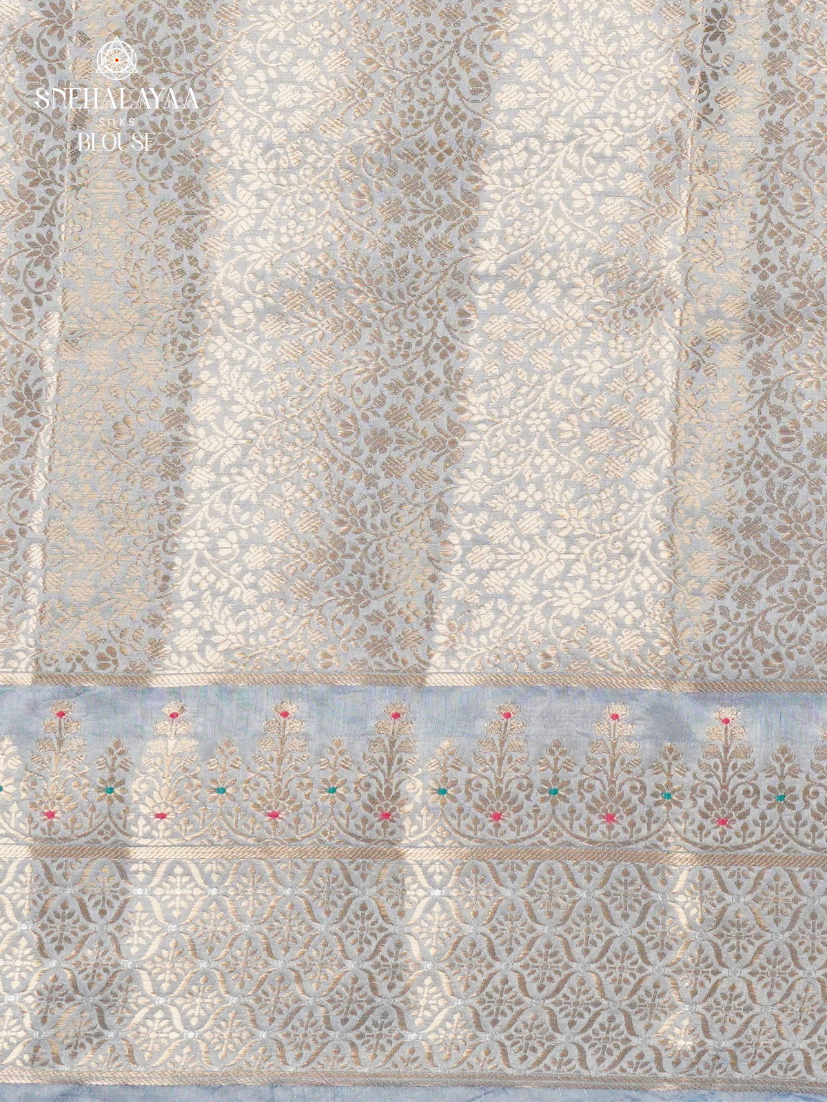 Navy Blue Banaras Dupion Silk Saree