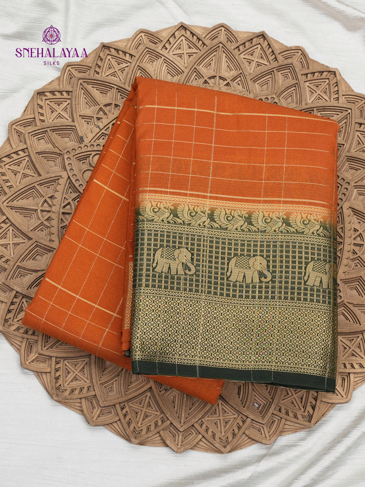 Orange Mysore Silk Saree