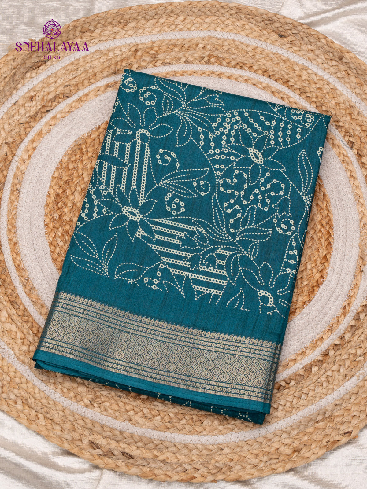 Teal Blue Dola Silk Saree