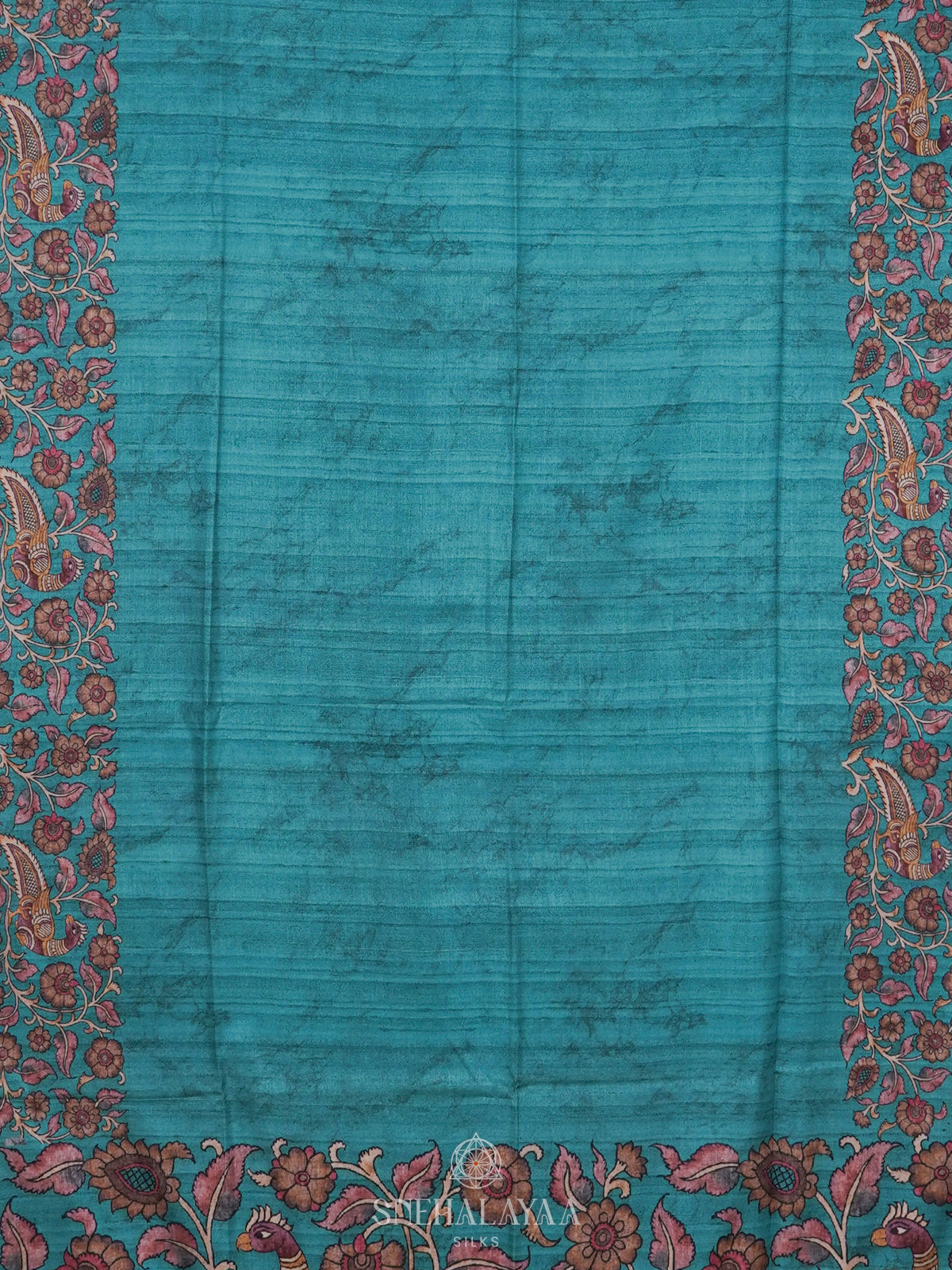 Peacock Blue Dola Silk Saree