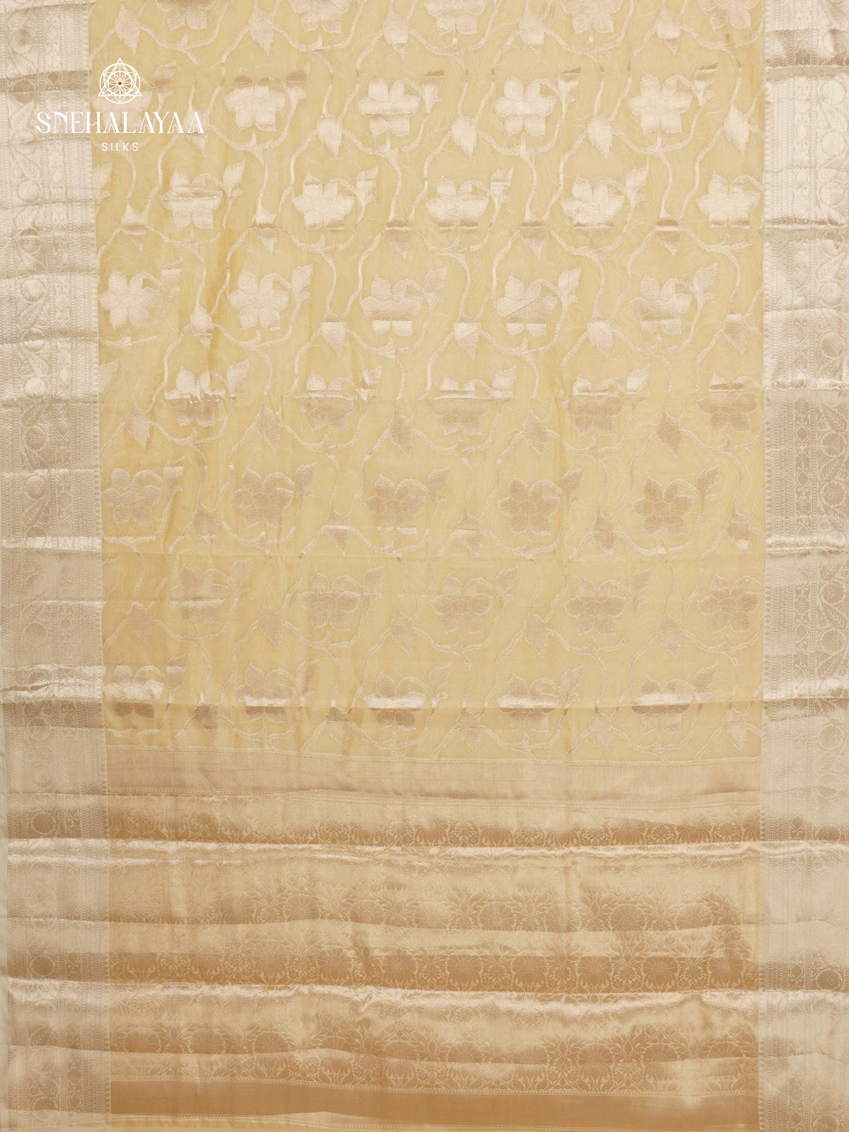 Cream Banaras Silk Saree