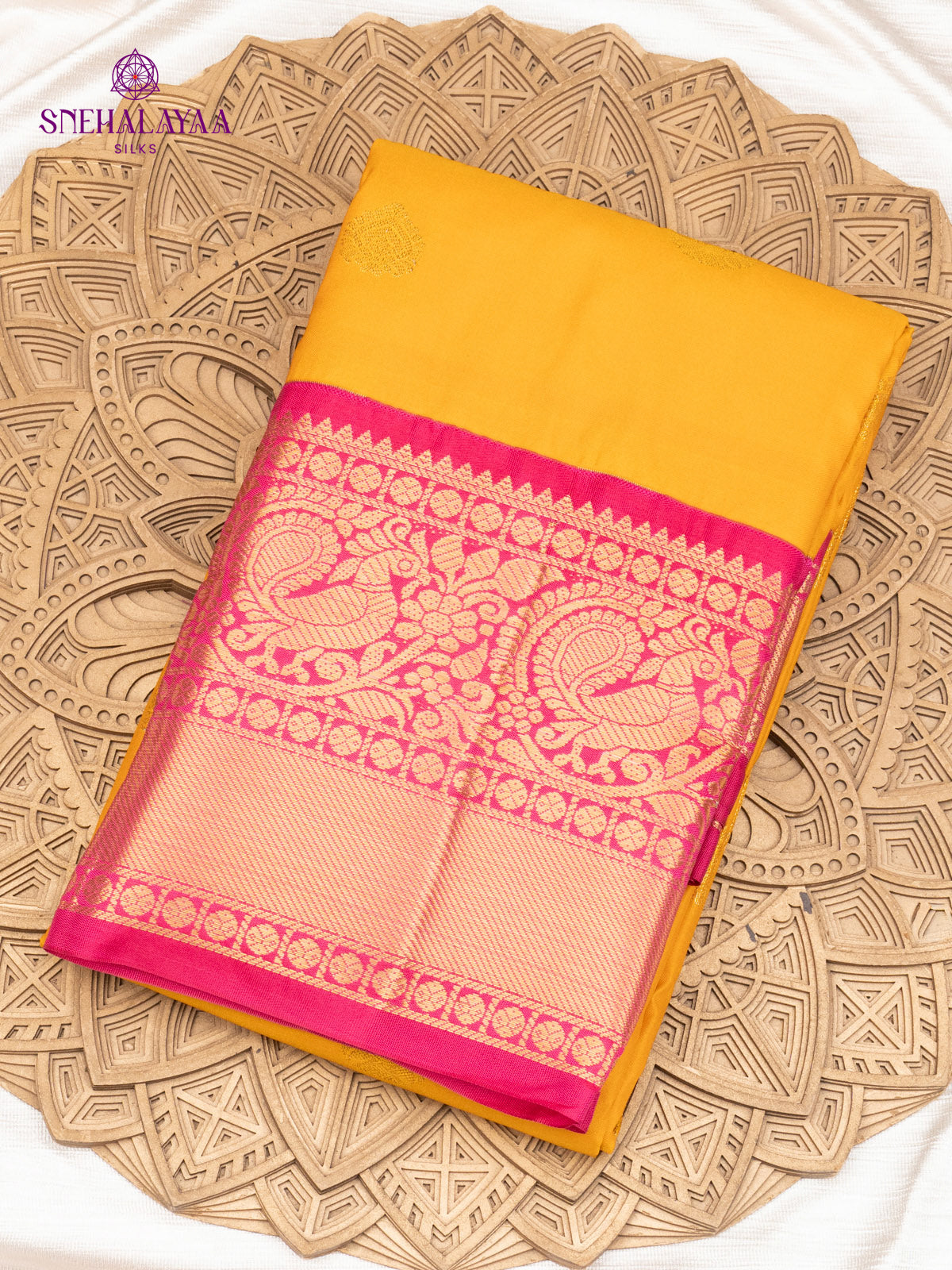 Mustard Yellow Gadwal Silk Saree