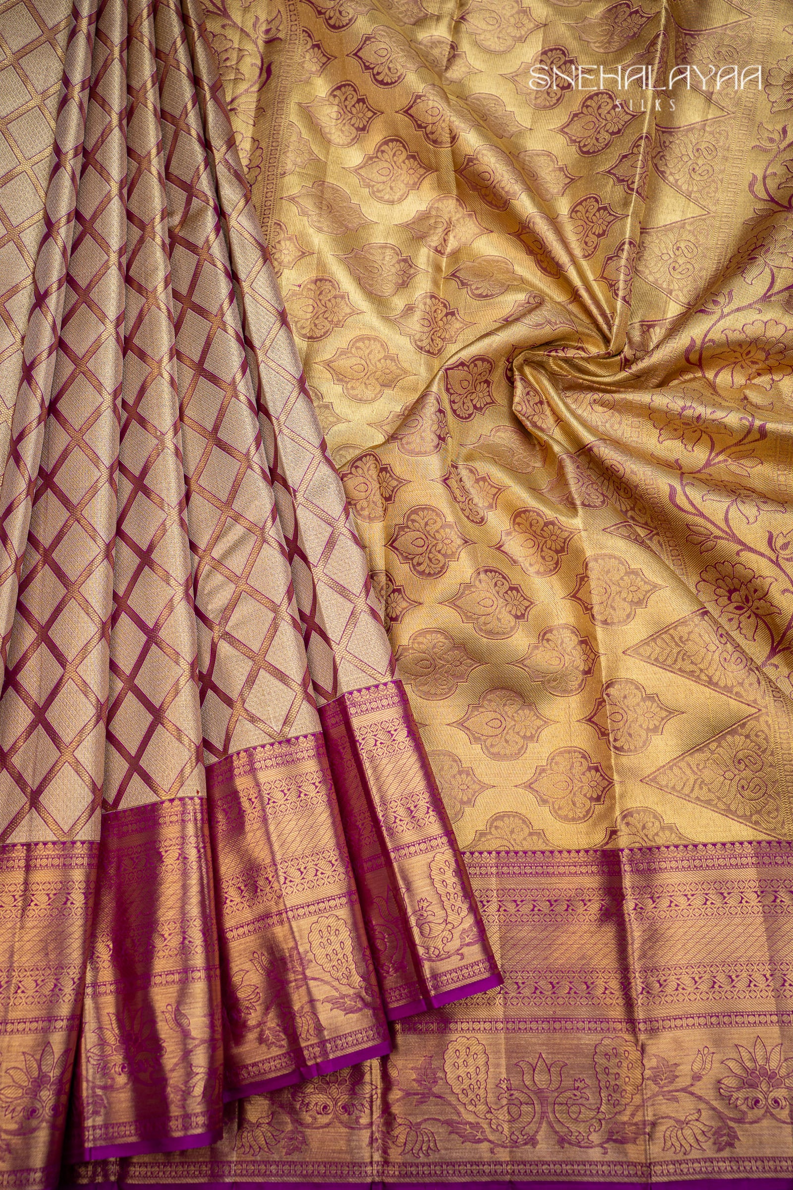Gold Kancheevaram Silk Saree