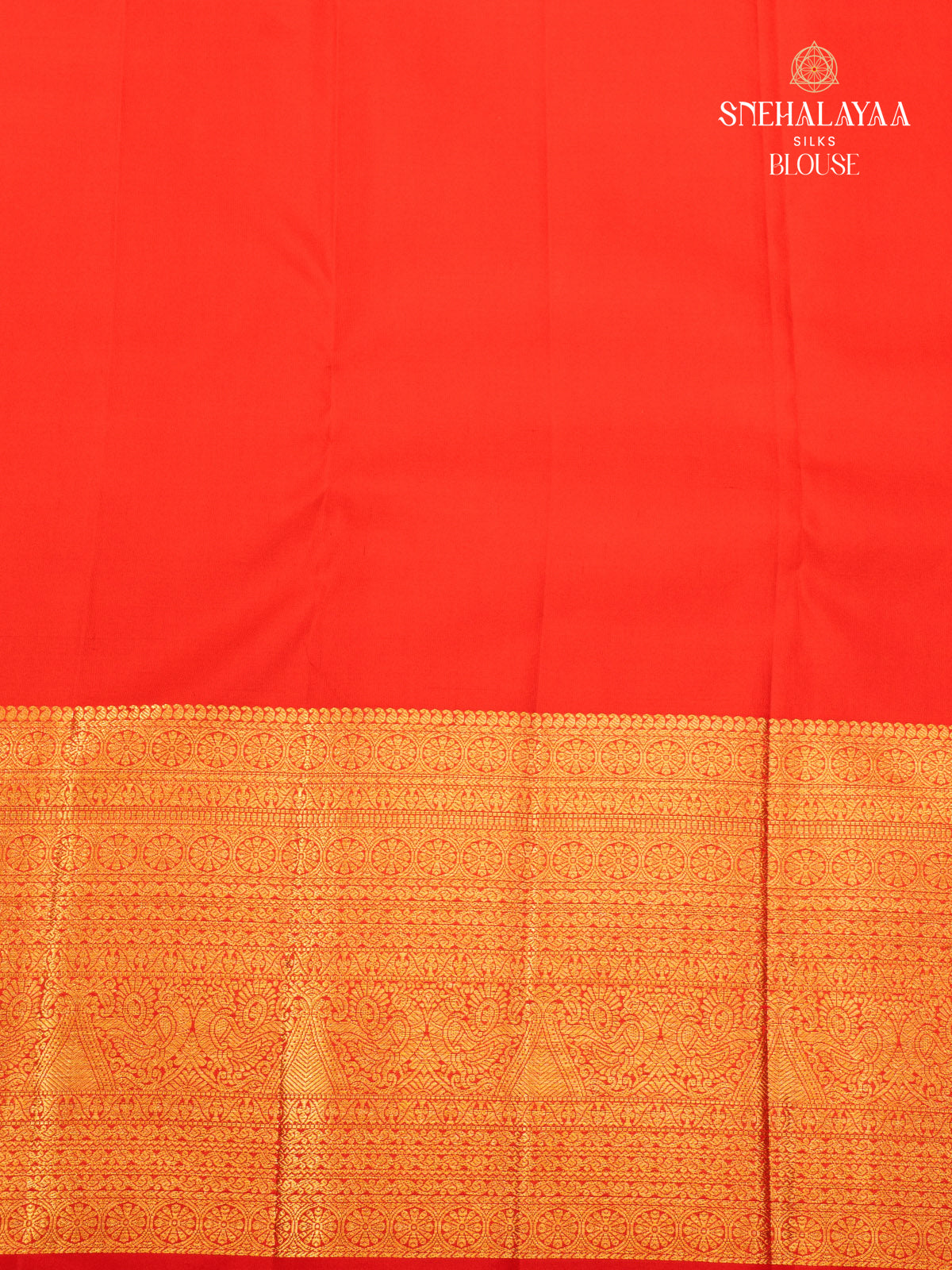 Orange Red Kanjivaram Silk Saree