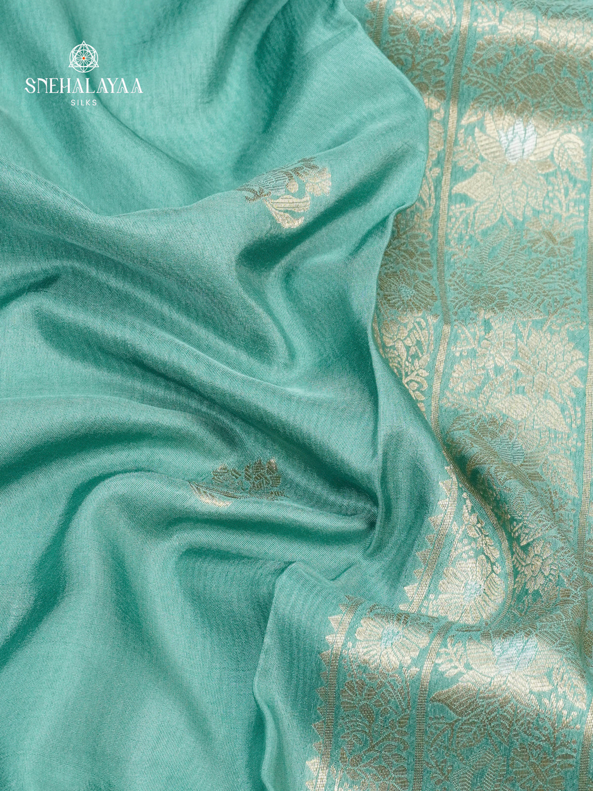 Ice Blue Banaras Dola Silk Saree