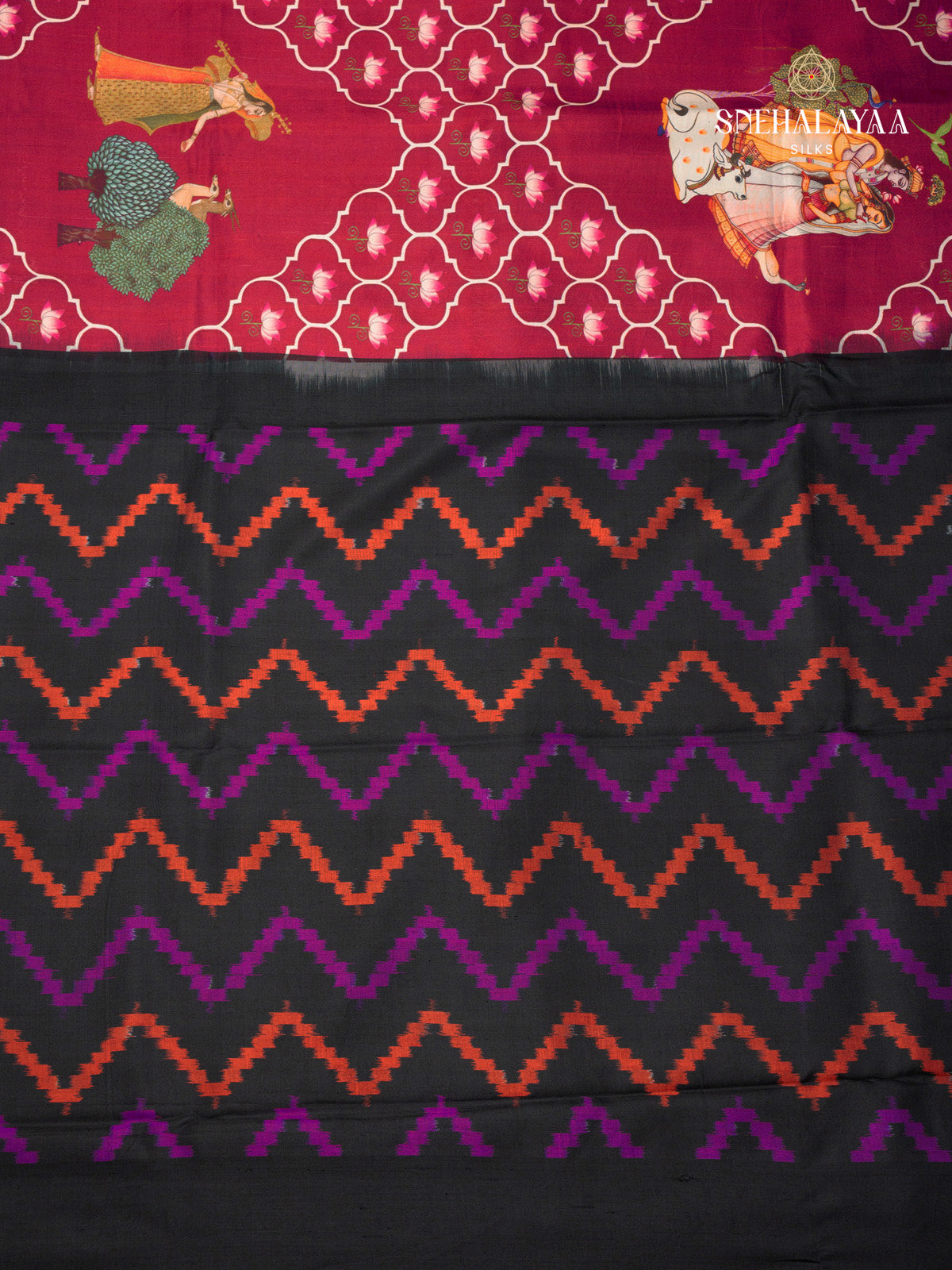 Purple Printed Kanjivarm Silk Saree