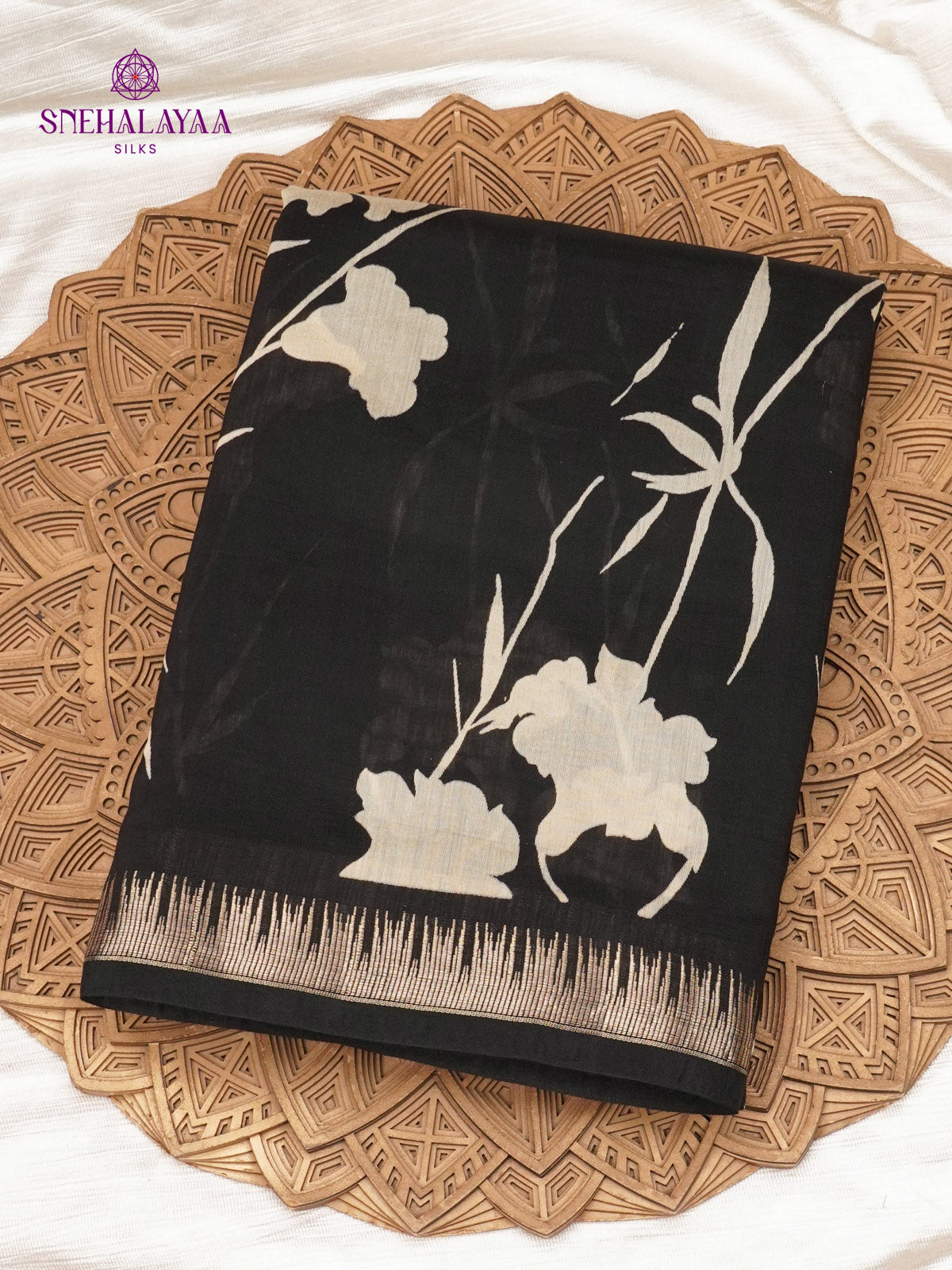 Black Chanderi Saree
