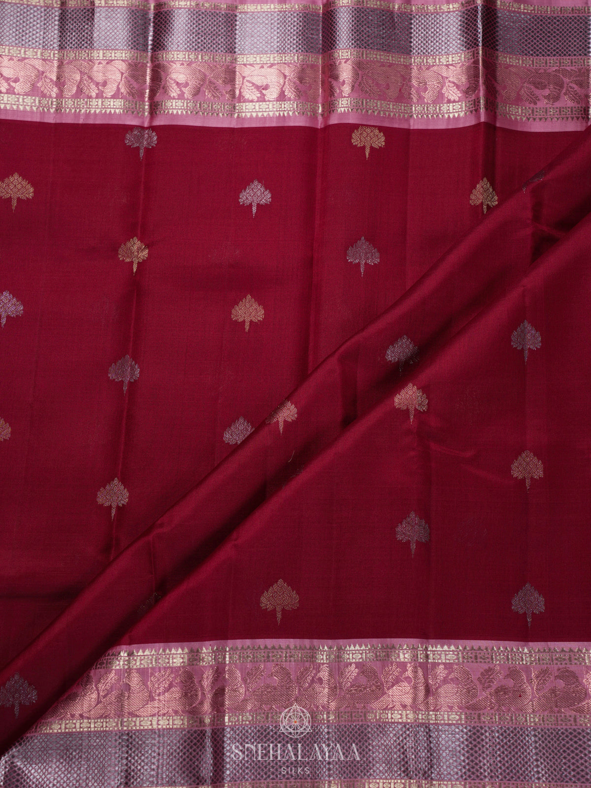 Maroon Kanchi Kora Silk Saree