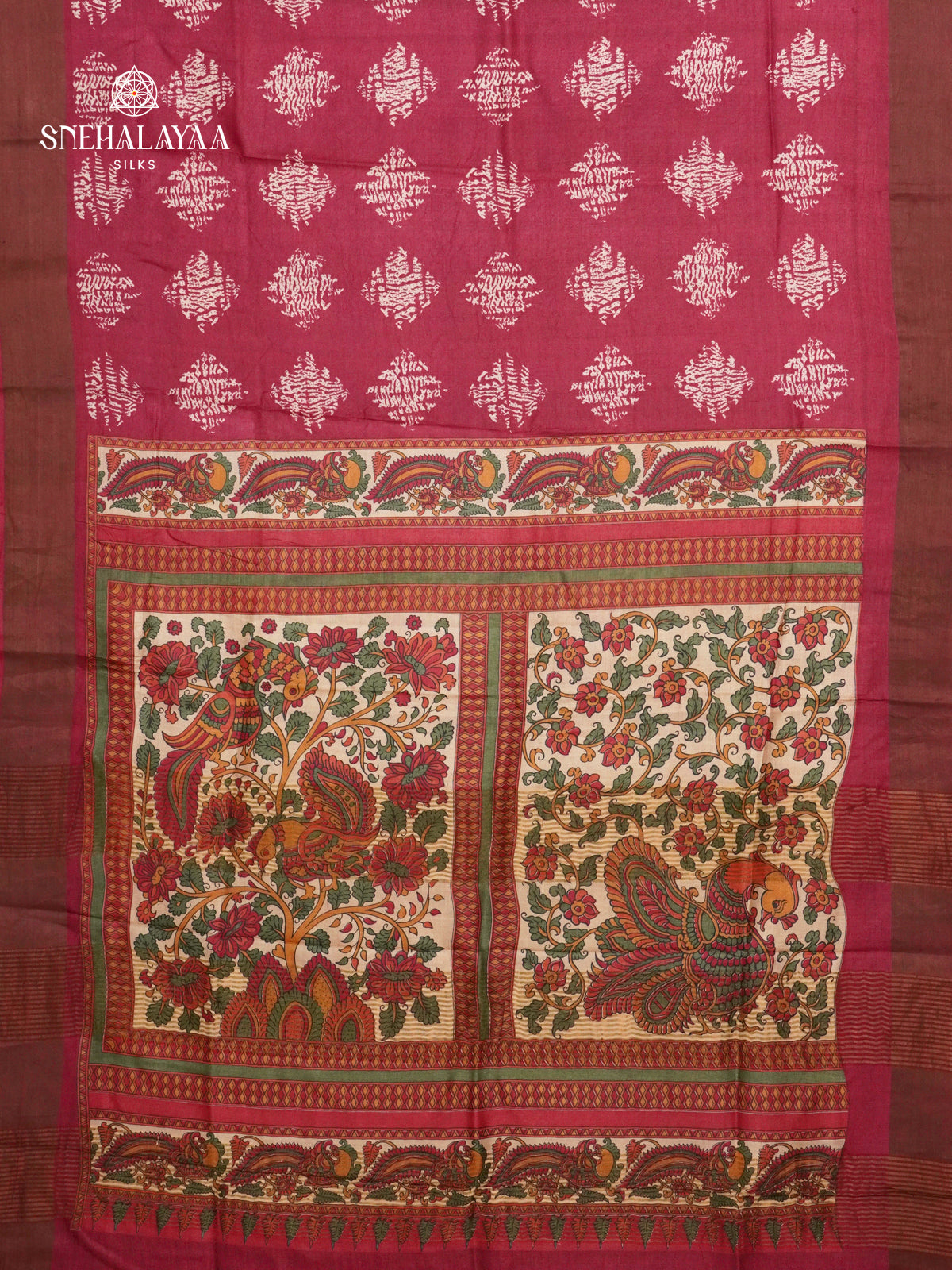 Wine Red Tussar Saree