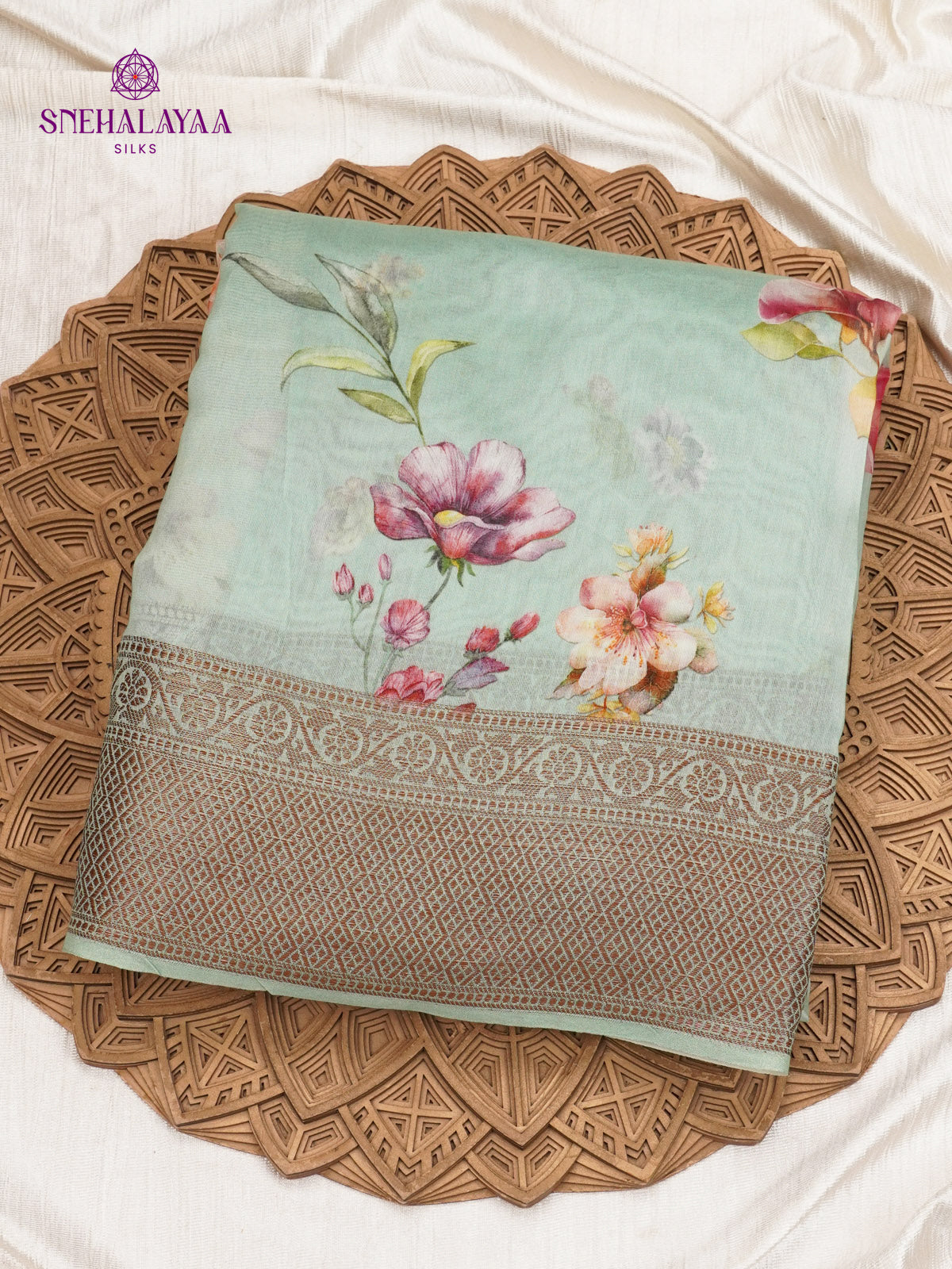 Teal Blue Chanderi Saree