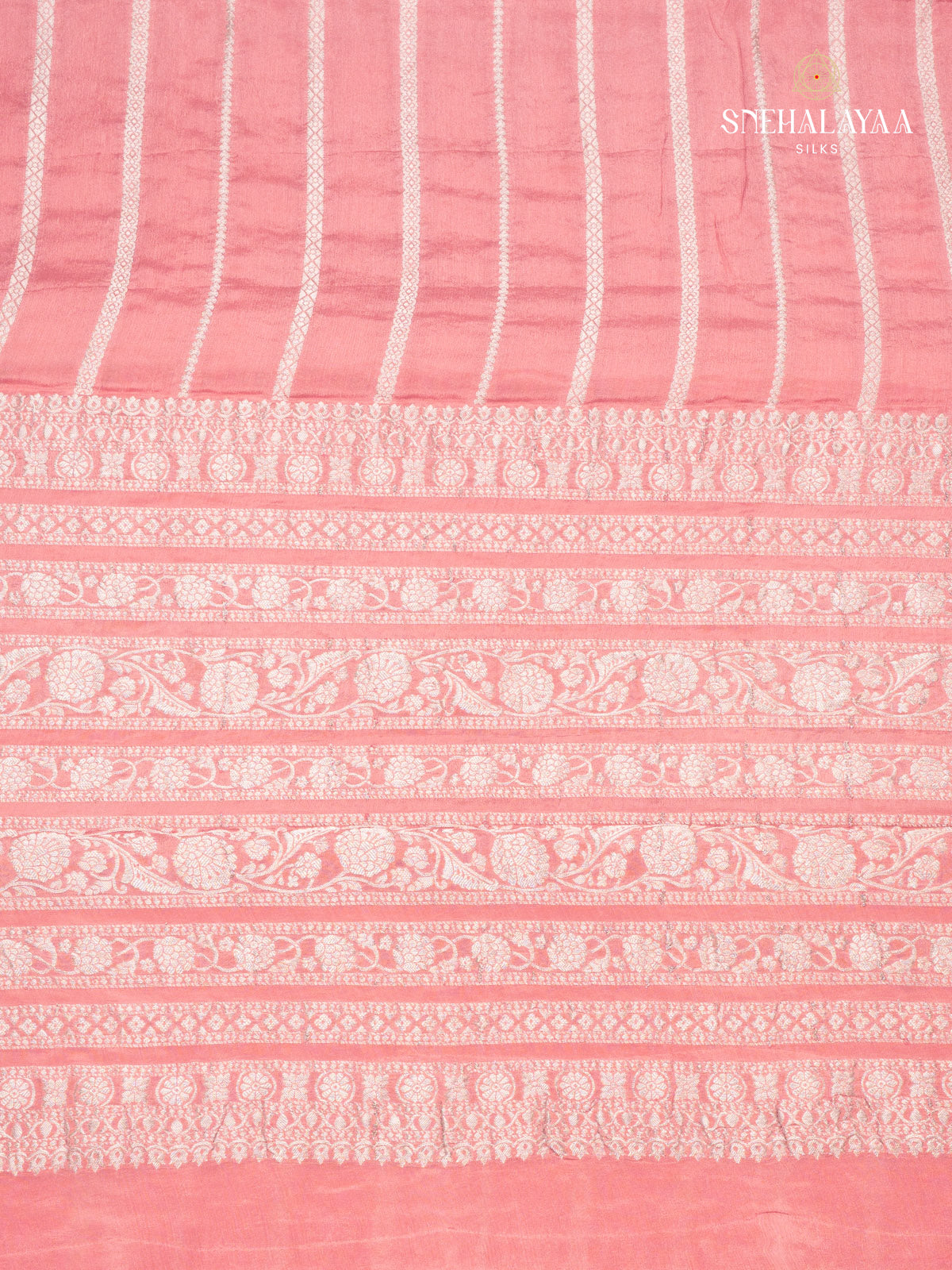 Pink Banaras crepe Silk Saree