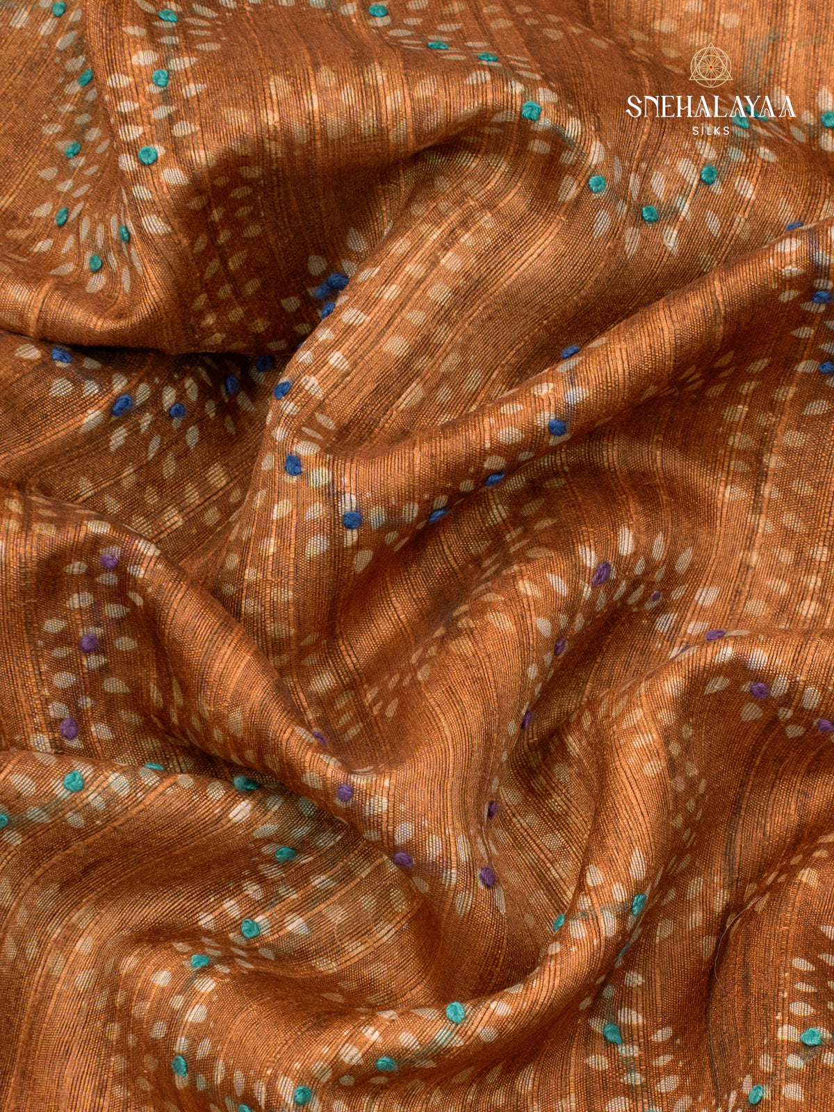 Orange Linen Embroidery Saree